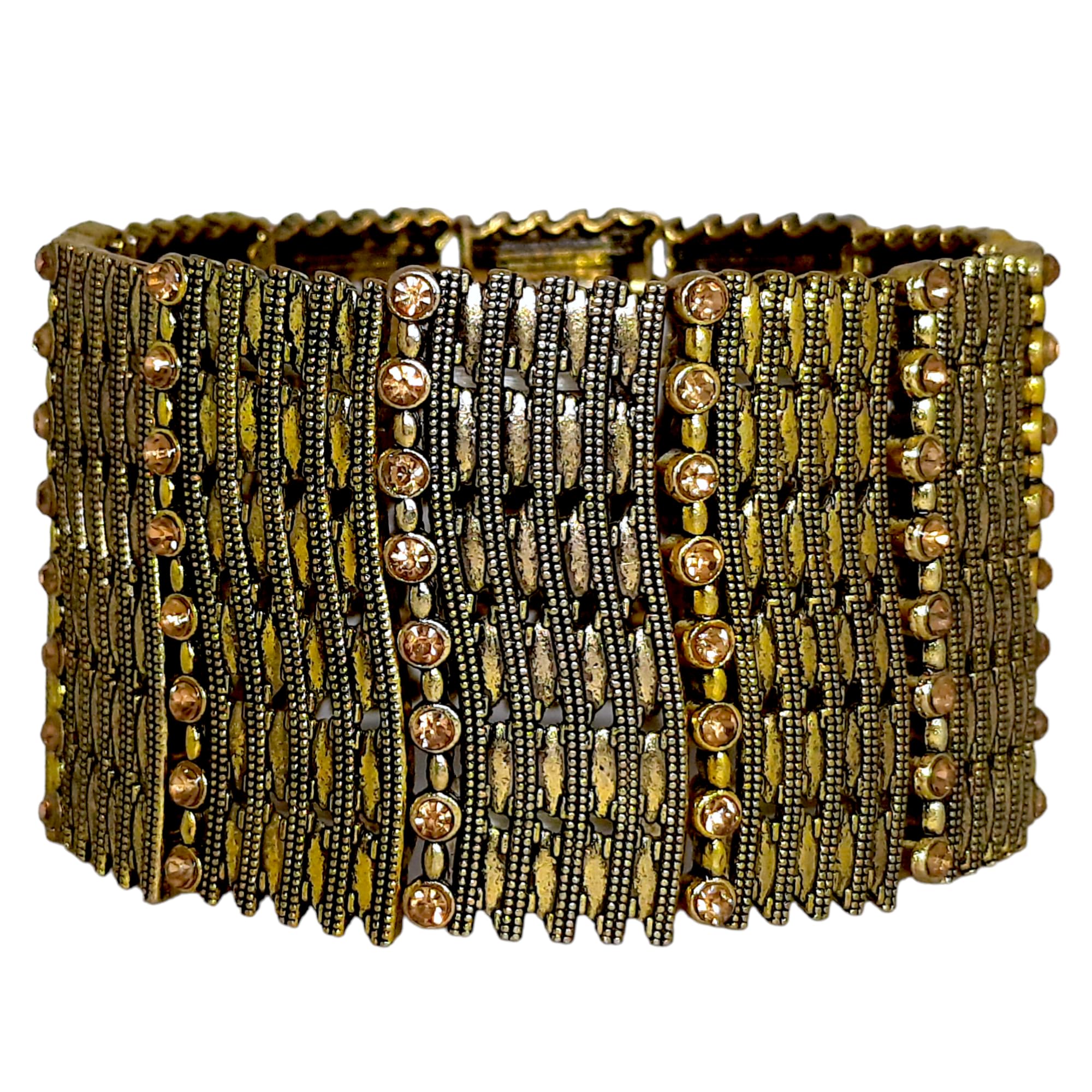 Get Glamorous Golden Antique Look Adjustable Bracelet For Women And Girls