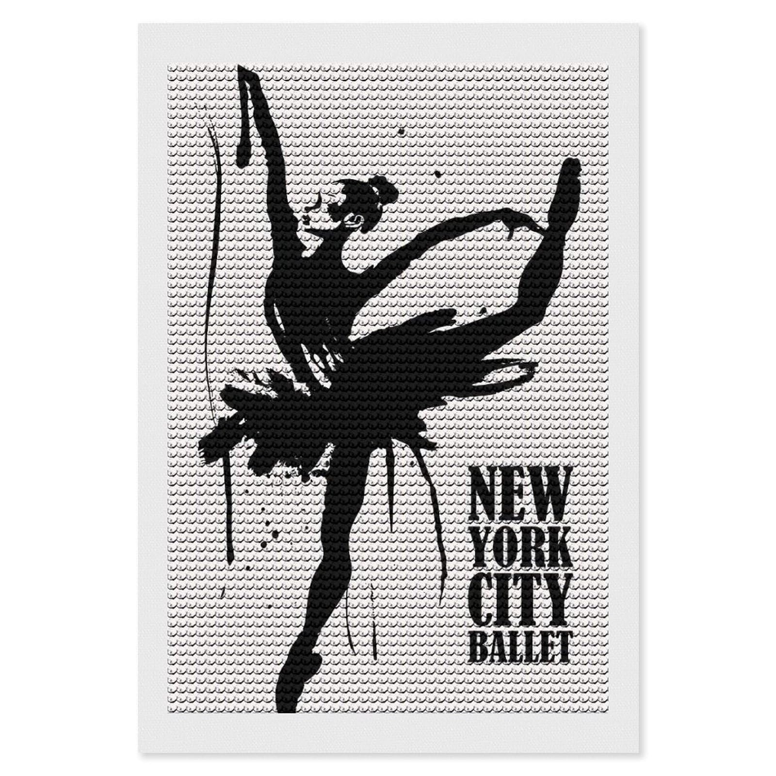 Junmoney New York City Ballet Diamond Painting Set 8"x12", Stress Relief Craft, Easy to Enjoy, Vintage Style Decor, Festive Craft Gift