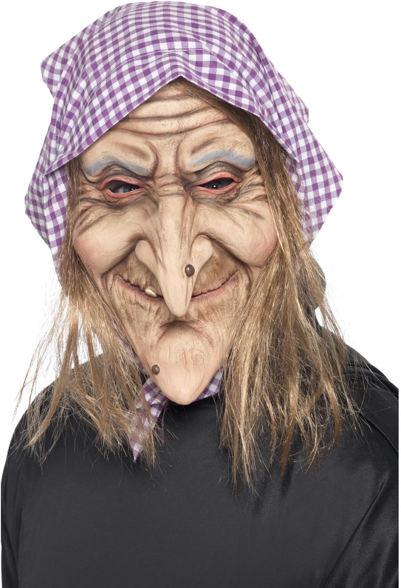 Smiffy's Mask "Old Witch" with Hair and Headscarf, Latex