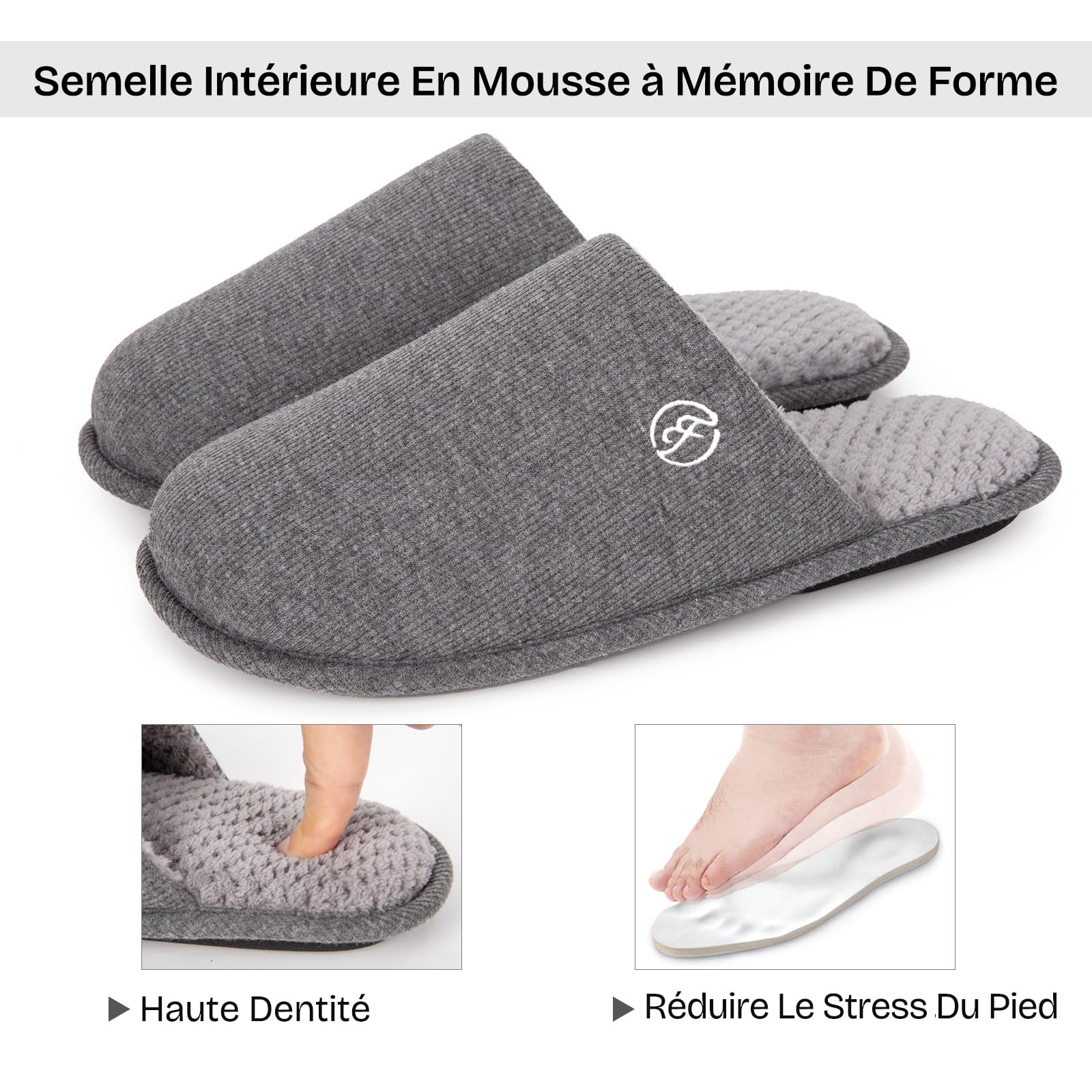 EverFoams Chaussons respirantes douces pour hommes avec mousse à mémoire de forme pour l'été et l'automne