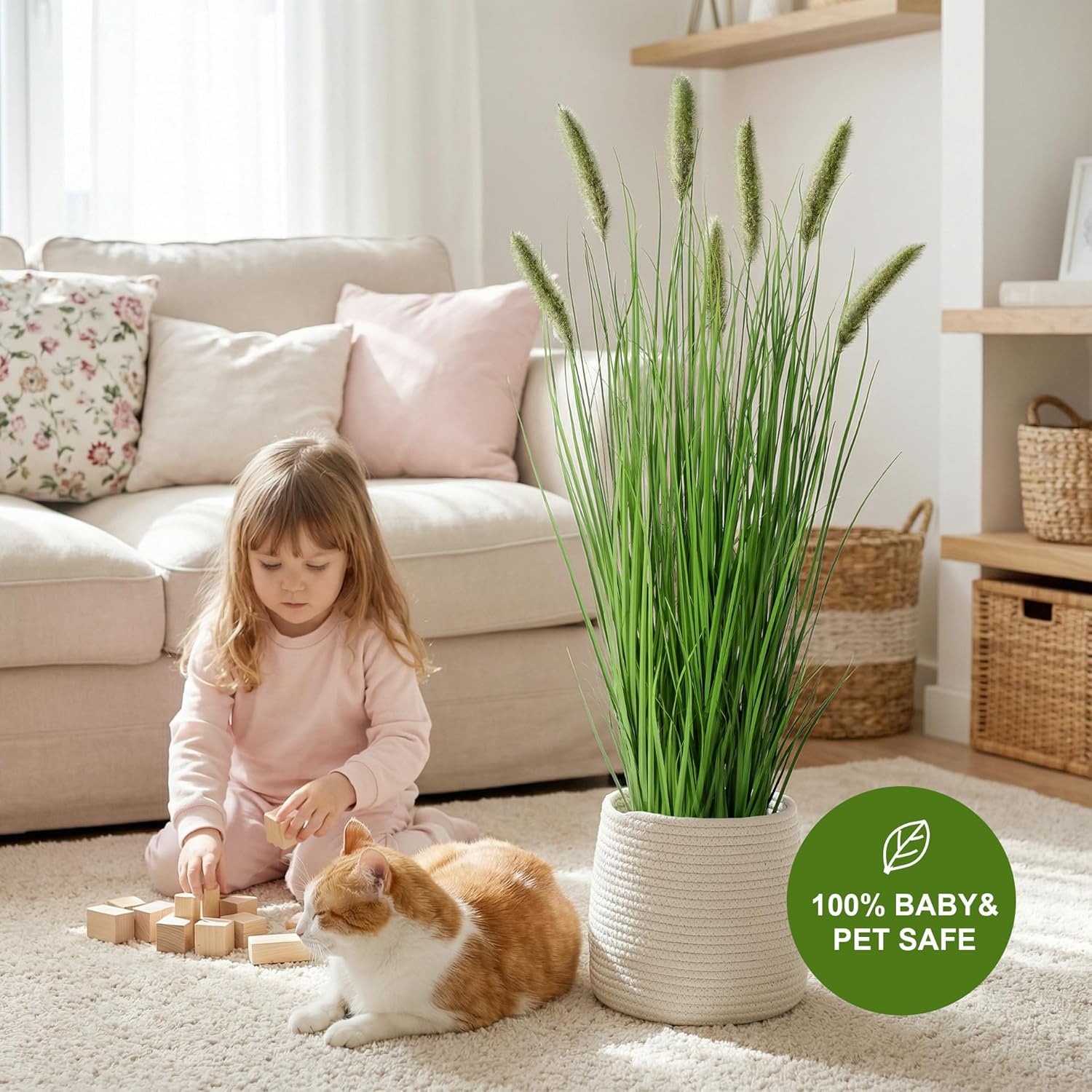Artificial Cattail Reed Grass Plants Indoor ,Faux Cattail Grass Plant Artificial Plant Grass Outdoor,Fake Grass Tall Green Onions Fake Plant, Living Room Kitchen Office Decoration 47“1 Pcs - Image 8