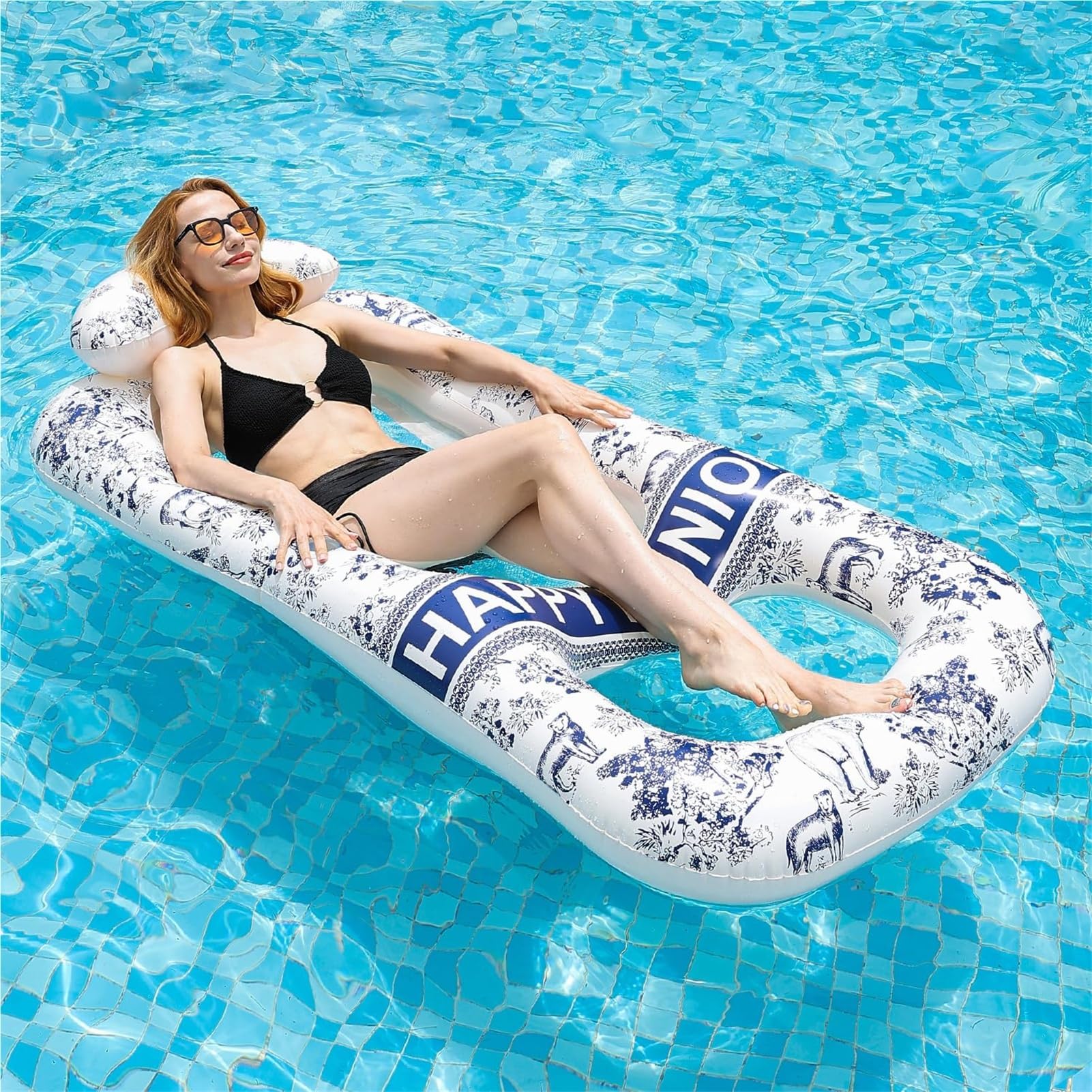 Hamac gonflable / chaise longue de piscine, tapis flottant de piscine pour adultes, fabriqué en PVC épais adapté pour l'eau flottante de piscine, les fêtes de plage et les activités de plein air