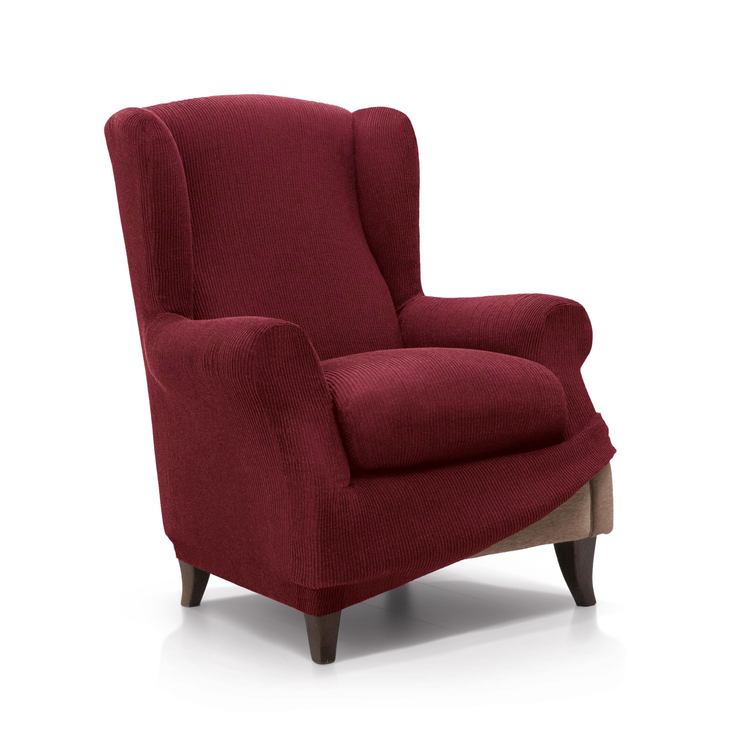 FAVERTI® Elastischer Ohrensesselbezug von 70 bis 100 cm | Modell Reale | Bordeaux | Verstellbarer Ohrensesselbezug | Qualitätsschutz aus Jacquard-Stoff und Baumwolle