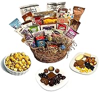 Vista 1 de Cesta de regalo de chocolate premium de 29 piezas de chocolates gourmet, galletas y crujientes. Perfecto para empresas, clientes, empleados