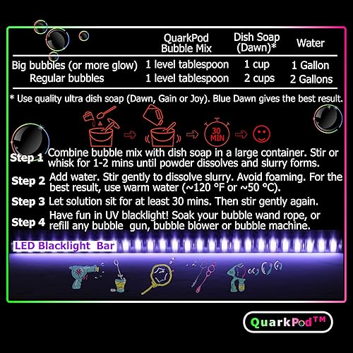 Miniatura 8 de Black Light Glow - Mezcla de burbujas gigantes – Haz una solución de recarga de burbujas brillantes de 12 a 24 galones Fabricado en Estados Unidos