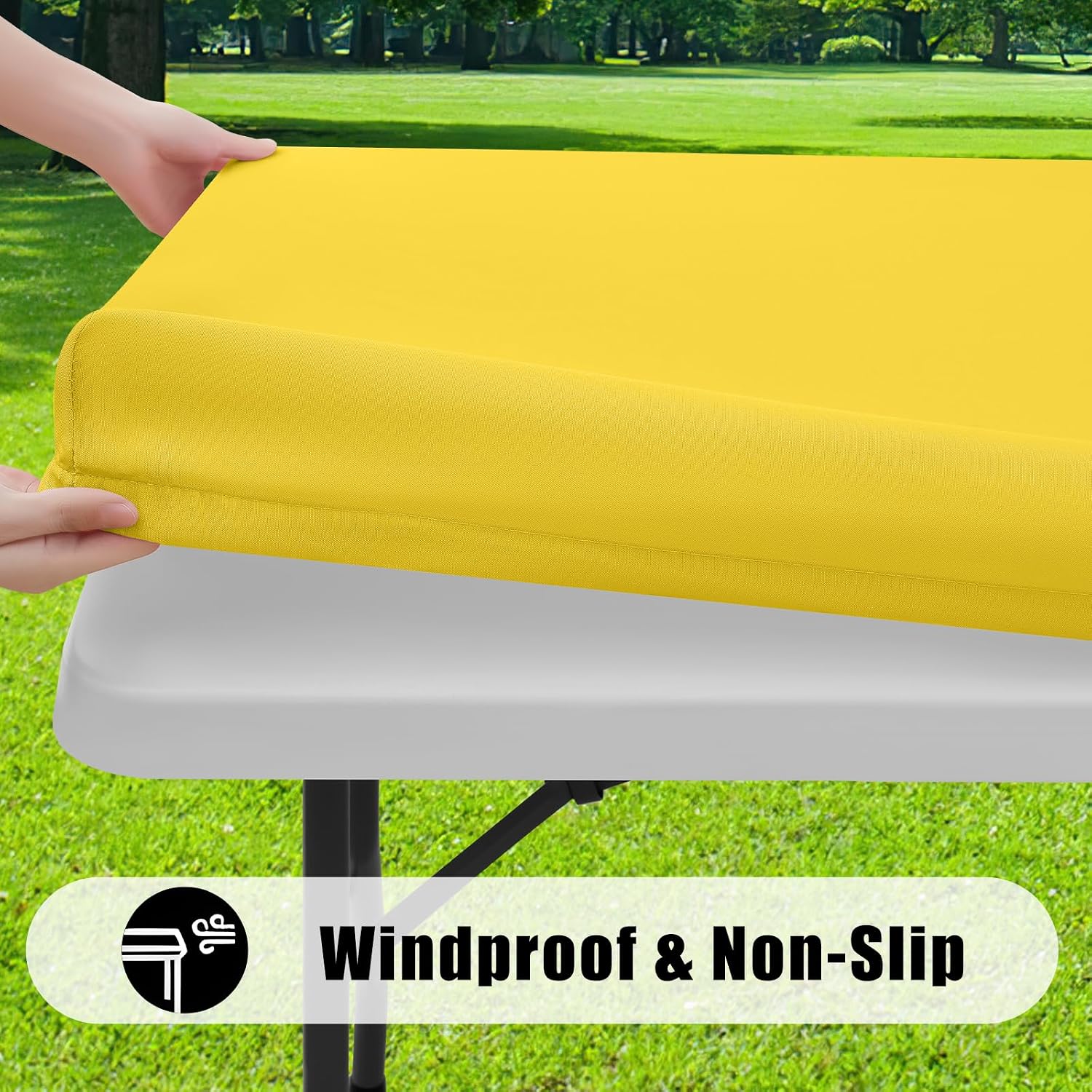  2 Pack Elastic Fitted Polyester Tablecloths for 6 Foot Tables thumbnail