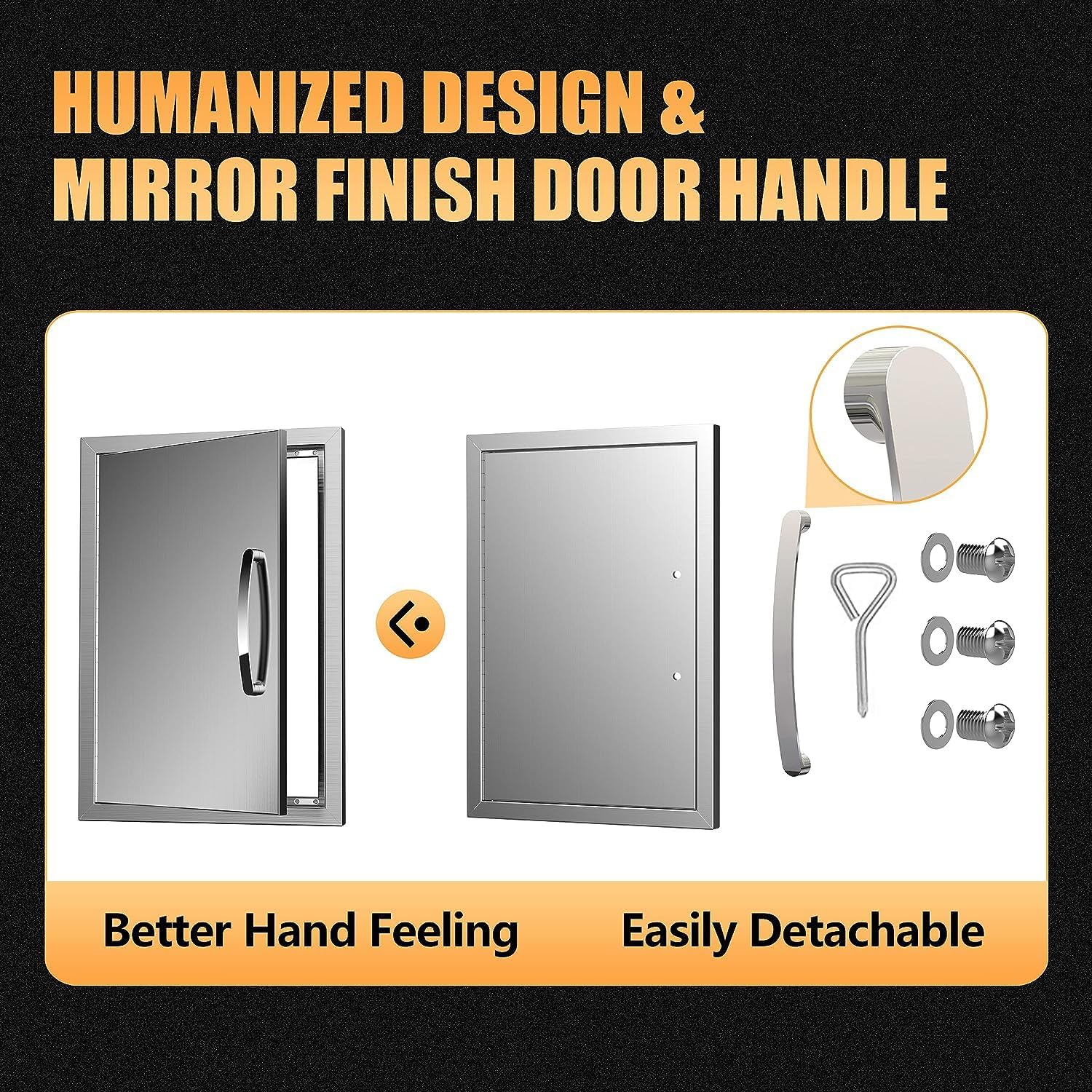 17" Wx24 H BBQ Access Single Doors Flush Mount Stainless Steel Outdoor Kitchen Door with Reinforced Door Hinges for Outside Cabinets and BBQ Island