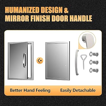 BBQ Access Single Door 17W x 24H Inch Stainless Steel Weatherproof Outdoor Kitchen Doors for Island and Cabinet