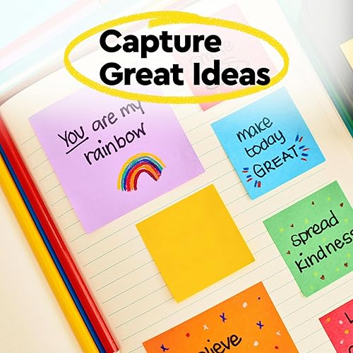 Miniatura 8 de Post-it Notas emergentes superadhesivas, 3 x 3 pulgadas, 6 blocs, 2 veces el poder de adhesión, colección de primarias juguetonas, colores