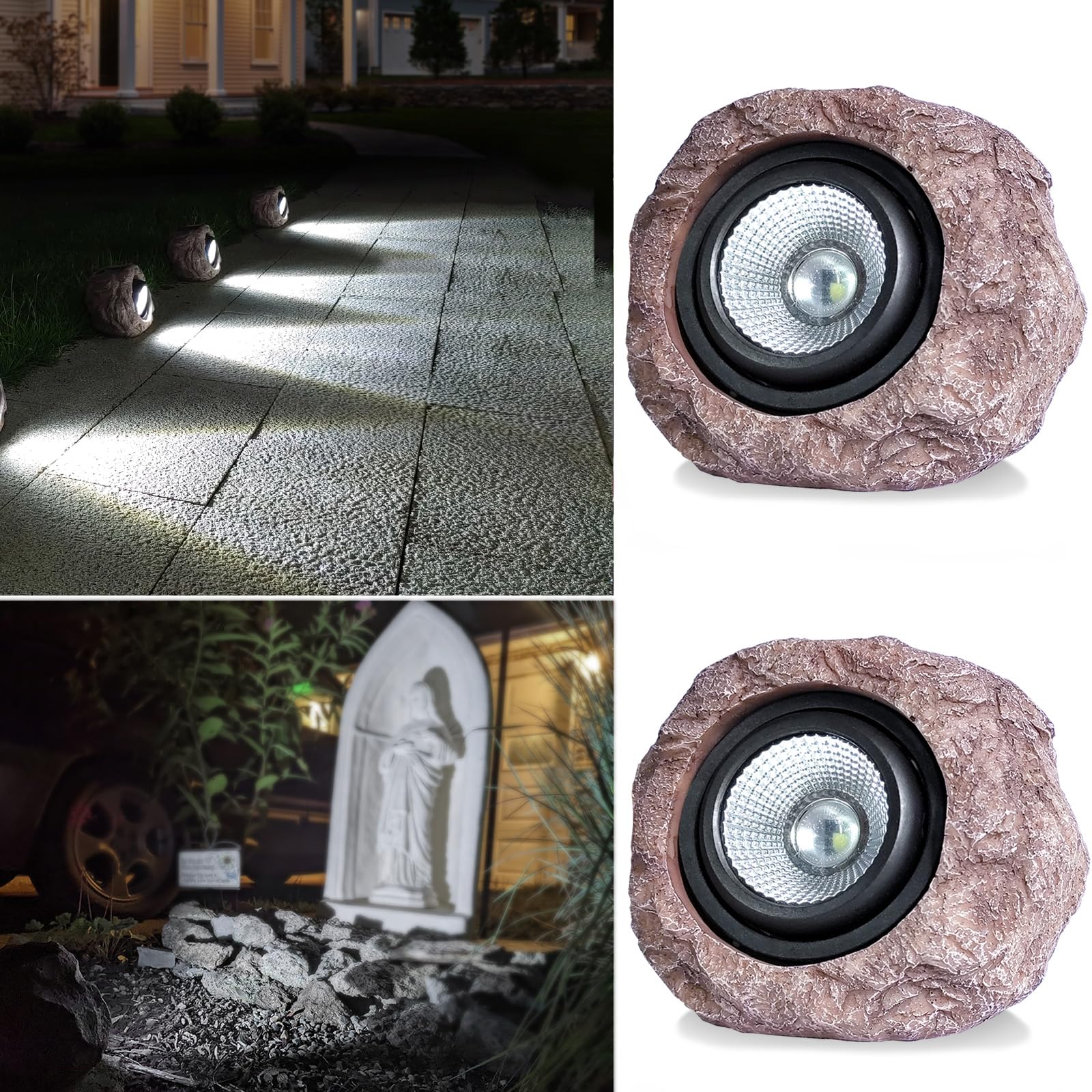 Outdoor Stone Statues, Solar Rock Lights, 2 Pack Outdoor Decorative Garden spotlights for Paths, Sidewalks, Yards, Landscapes, patios…-image-16