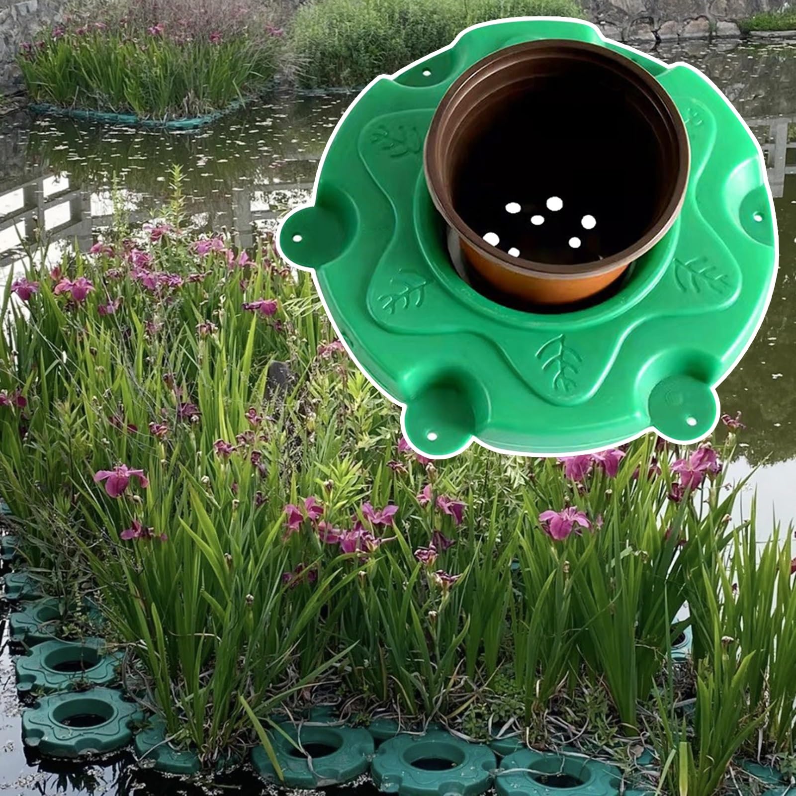 Cesto Galleggiante per Piante acquatiche per laghetto, Grande Isola per Piante acquatiche, migliora Il laghetto per Koi e Pesci, Vaso Galleggiante Rotondo per laghetto da Giardino, cestini p