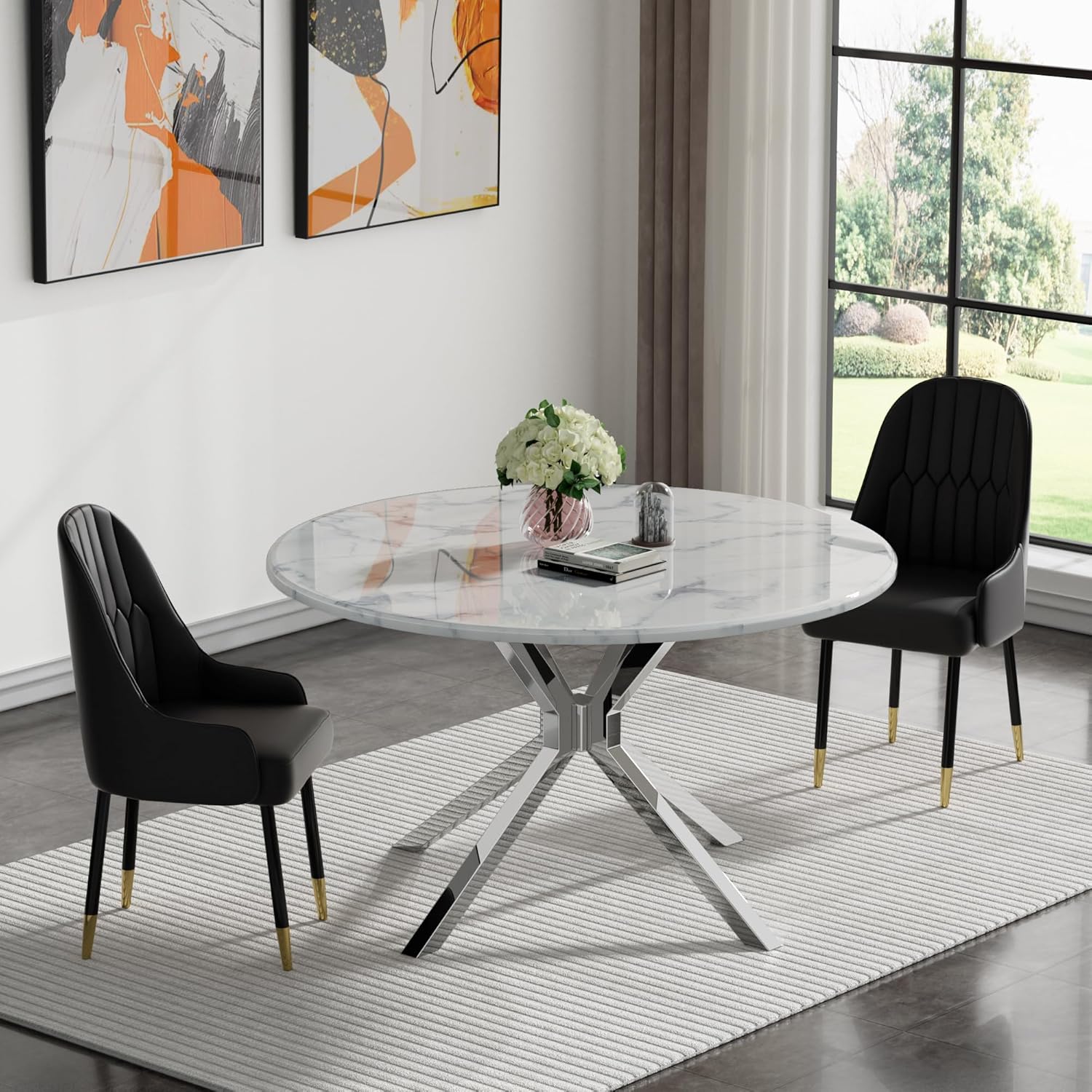 Piece Round Kitchen Table Henf 7-Piece Dining Set Modern Table