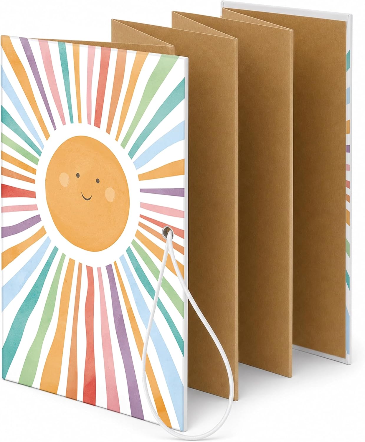 Kids accordion scrapbook Small DIY 4.8x7 Inch, Boho Colorful Smile Sunshine Stretchable Accordion Foldable Photo Scrapbook Memory Book Gifts for Baby Shower Newborns Family