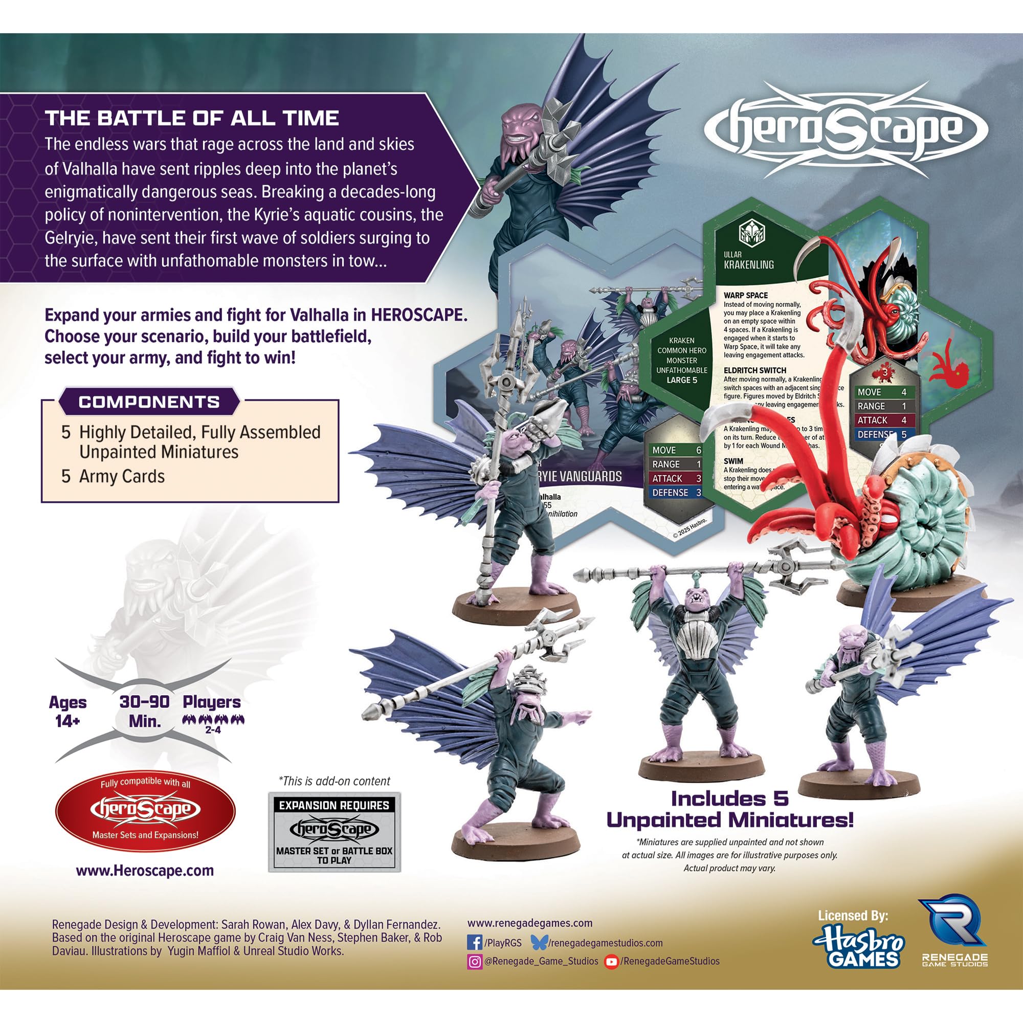 Renegade Game Studios - Heroscape Krakenling i Gelyrie Vanguards Army Expansion - Dodaj zawartość do gry Miniatury Heroscape - Do gry wymagany jest pole bitwy lub zestaw główny
