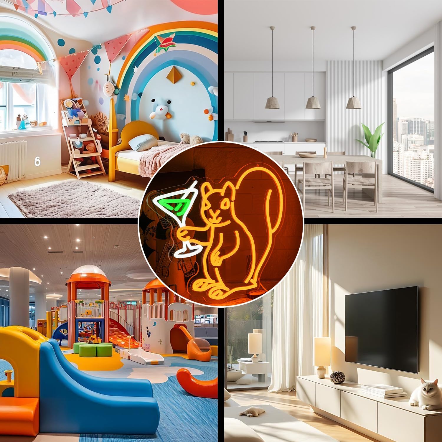 Squirrel Drinking Martini Neon Sign for Wall Decor Cocktail Martini Neon Light Squirrel LED Light Animal Neon Lights for Room Wall Decor Bar Club Neon Light Game Room