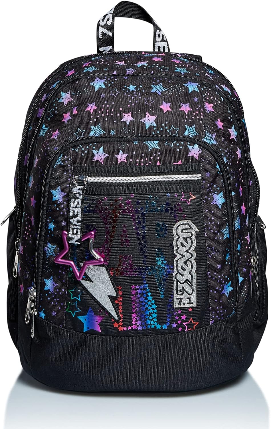 Seven Zaino Scuola Seven - Advanced - Dance Party - Tasca Porta Pc - Con Speaker Wireless, Zaino Unisex - Bambini e ragazzi, Nero (Nero), Taglia unica Seven Zaino Scuola Seven - Advanced - Dance Party - Tasca Porta Pc - Con Speaker Wireless, Zaino Unisex - Bambini e ragazzi, Nero (Nero), Taglia unica