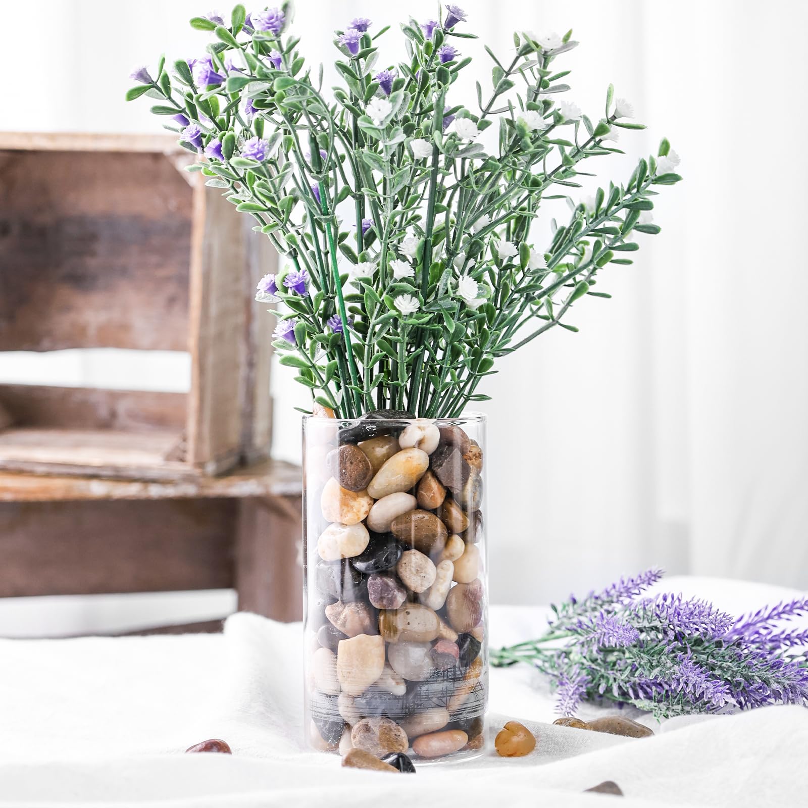 HAKACC 450g Kamienie rzeczne, polerowane kamienie żwirowe do majsterkowania, małe kamienie dekoracyjne do wazonów, roślin, ogrodu, zieleni, sukulentów