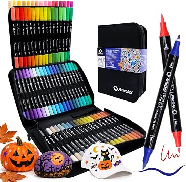 Artecho Acrylic Paint Markers 72 Colors with Bag Brush Tip and Fine Tip