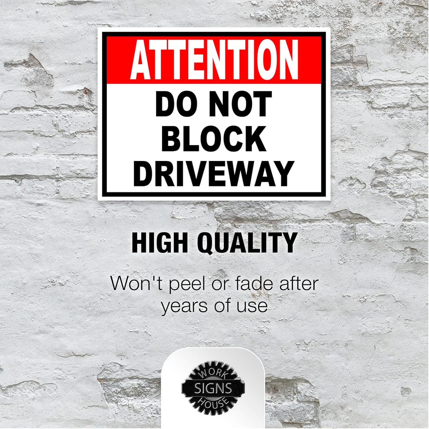 ATTENTION DO NOT BLOCK DRIVEWAY BLACK RED - Double Sided Yard Sign ROAD SIGN with Stand