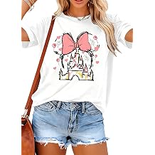 Women Magic Kingdom Shirt Castle Graphic Shirts Casual Family Vacation Holiday T Shirt Cute Short Sleeve Tee Top