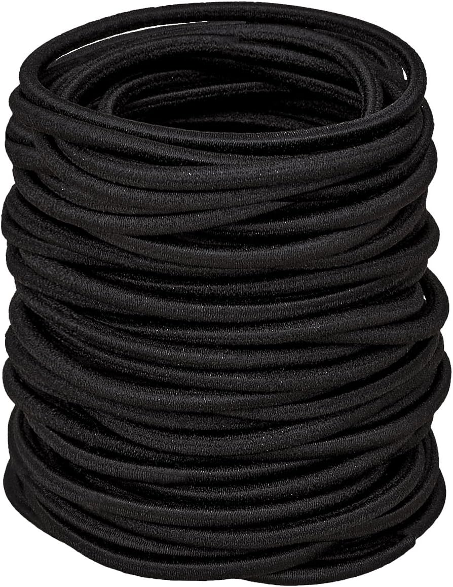 eBoot 40 Pack Black Hair Elastics Hair Ties Hair Bands Bulk Ponytail Holders (3 mm)