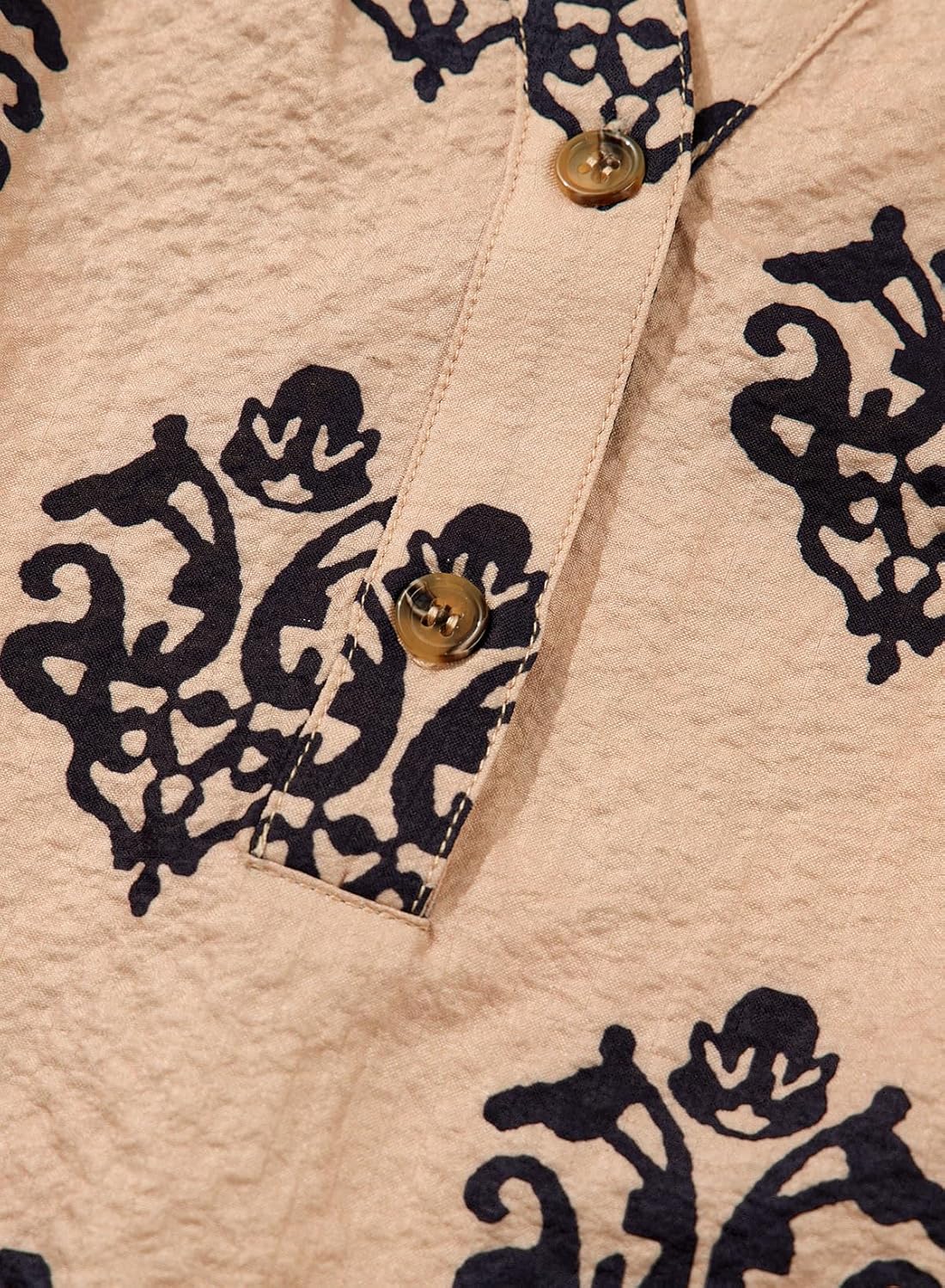 Dokotoo Women's V Neck Floral Blouse Puff Sleeve Button Down Casual Tunic Tops - Image 4