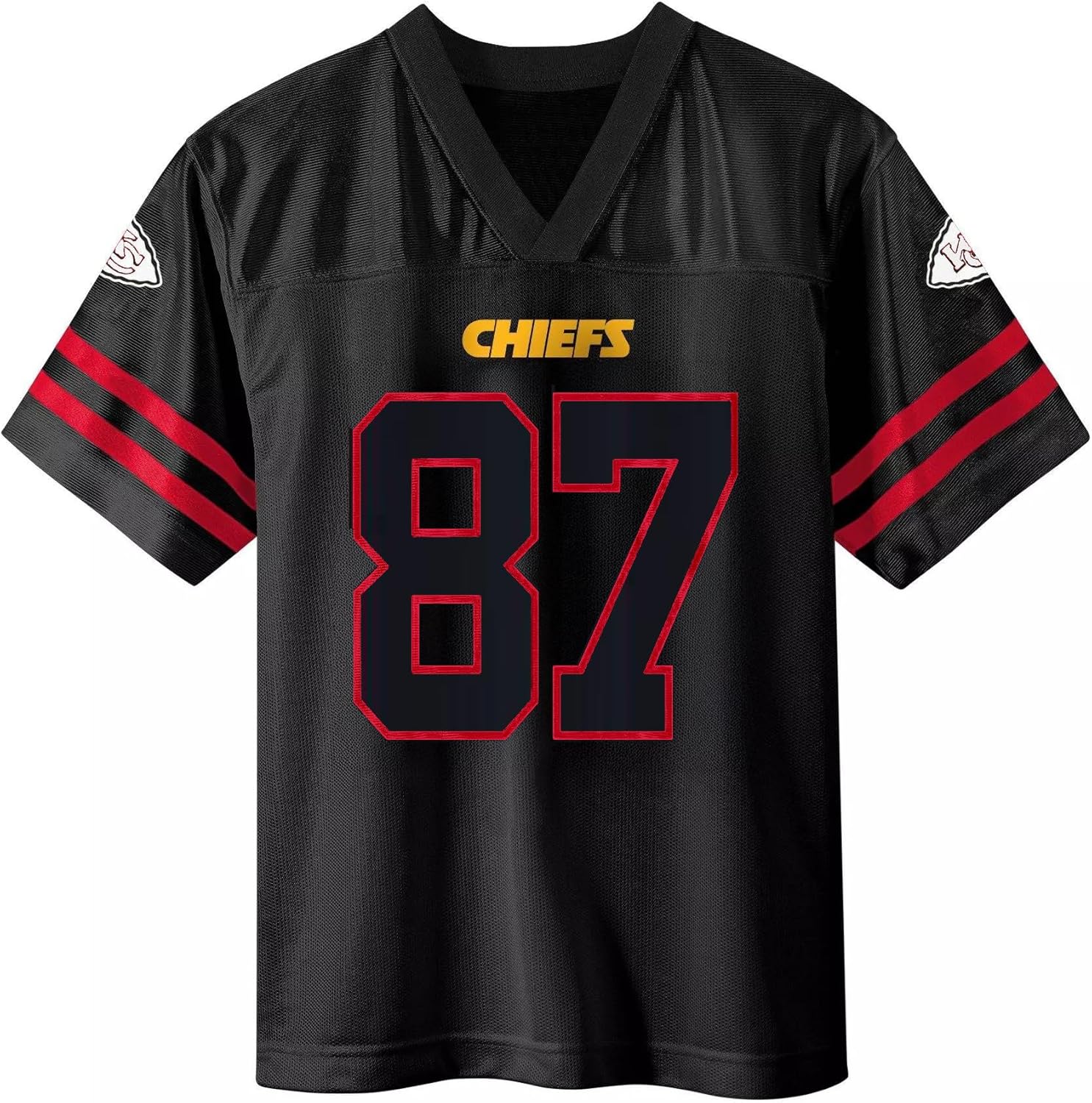 Travis Kelce Kansas City Chiefs Black #87 NFL Kids Youth 4-20 Name and Number Alternate Fashion Player Jersey