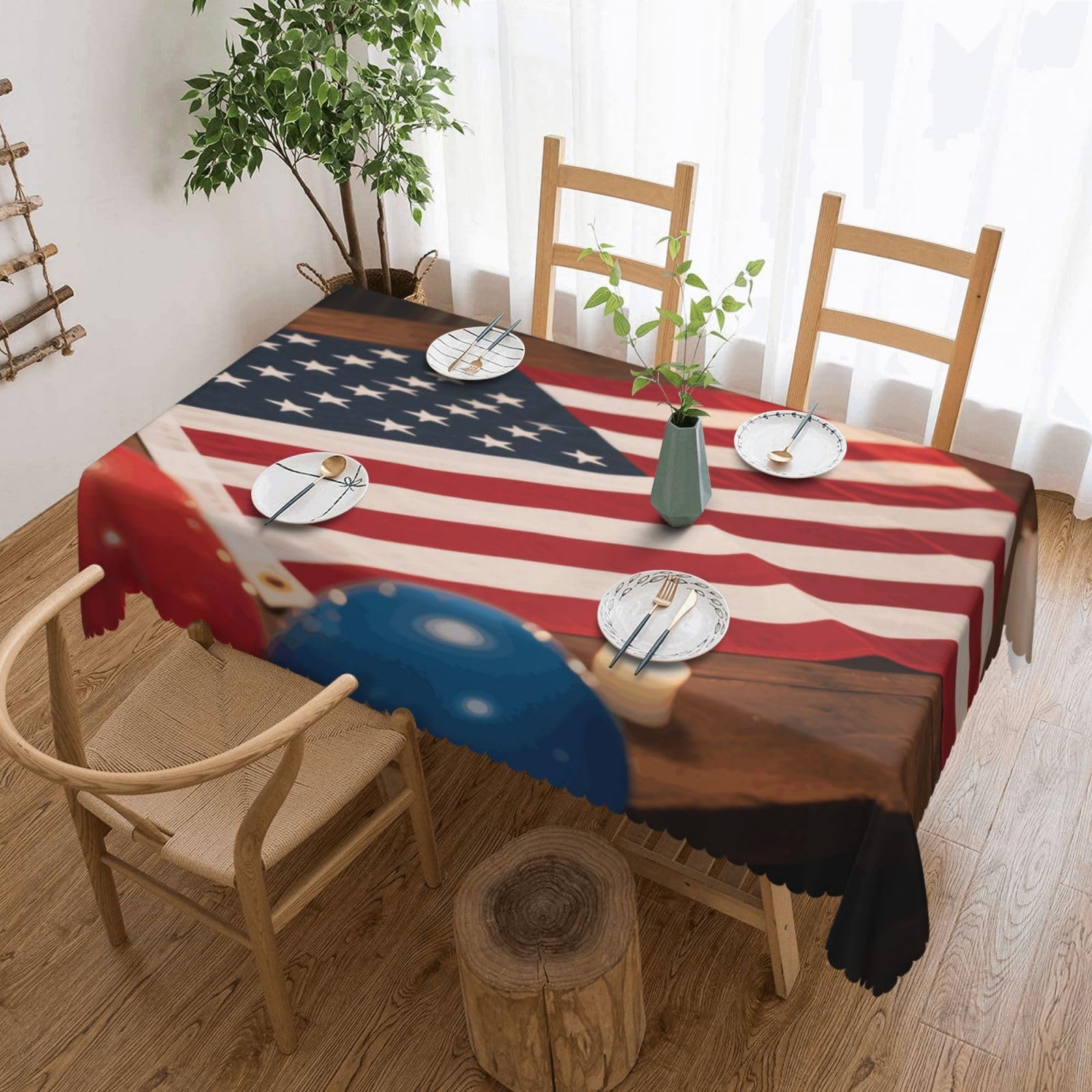 Couverture de table anti-tache aux motifs du 4 juillet américain