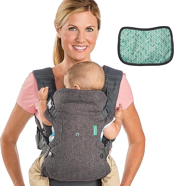 Infantino Flip Advanced 4-in-1 Carrier with Bib - Ergonomic, Convertible, Face-in and Face-out Front and Back Carry for Newborns and Older Babies, 8-32 lbs / 3.6-14.5 kg