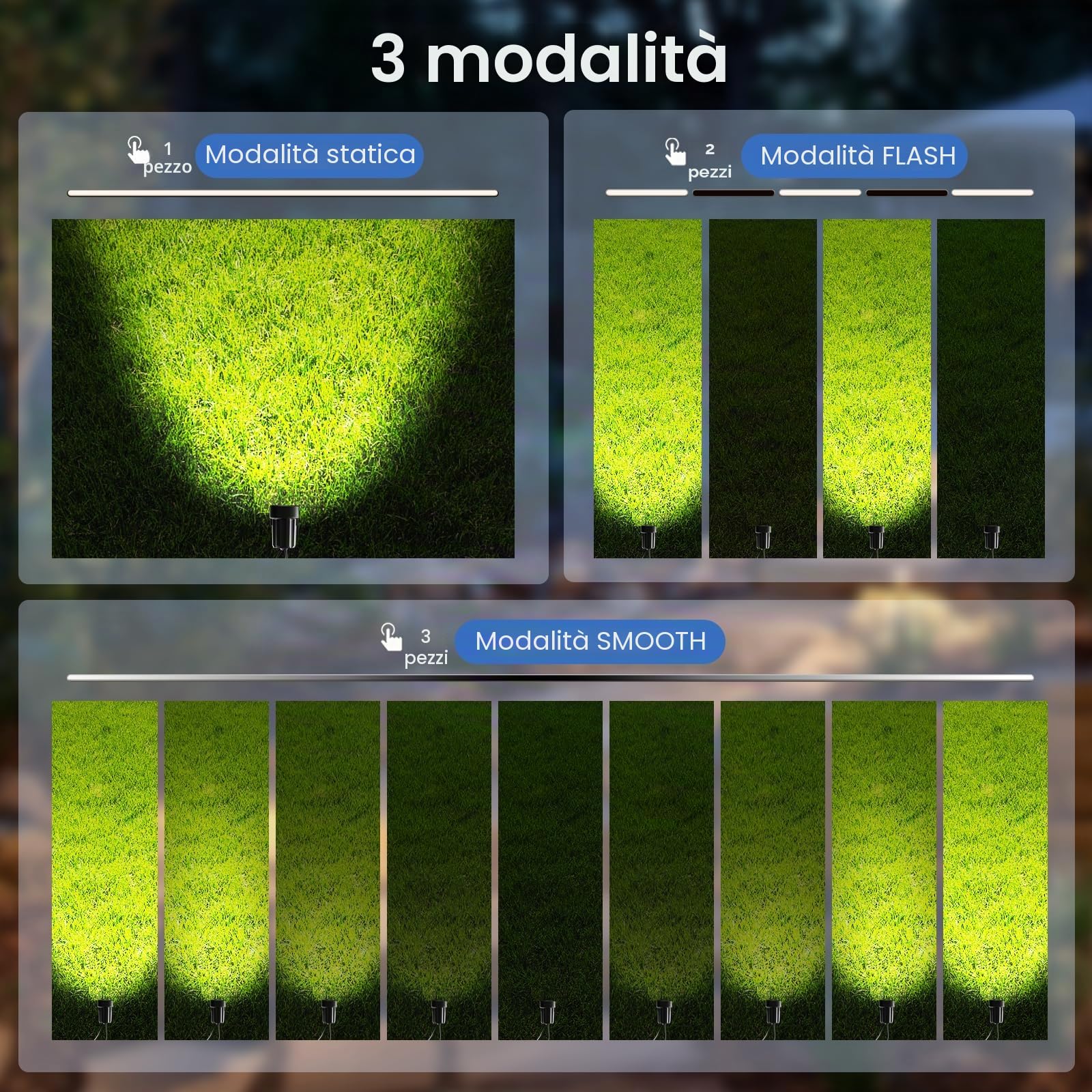 MEIHUA Faretti Solari Esterno 2700K 4000K 6000K Faretto Solare IP66 Impermeabile Faro Luce Solare 3 Luminosità 2 Modalità Dinamiche Timer Lampade da Giardino Solari per Cortile Halloween Natale