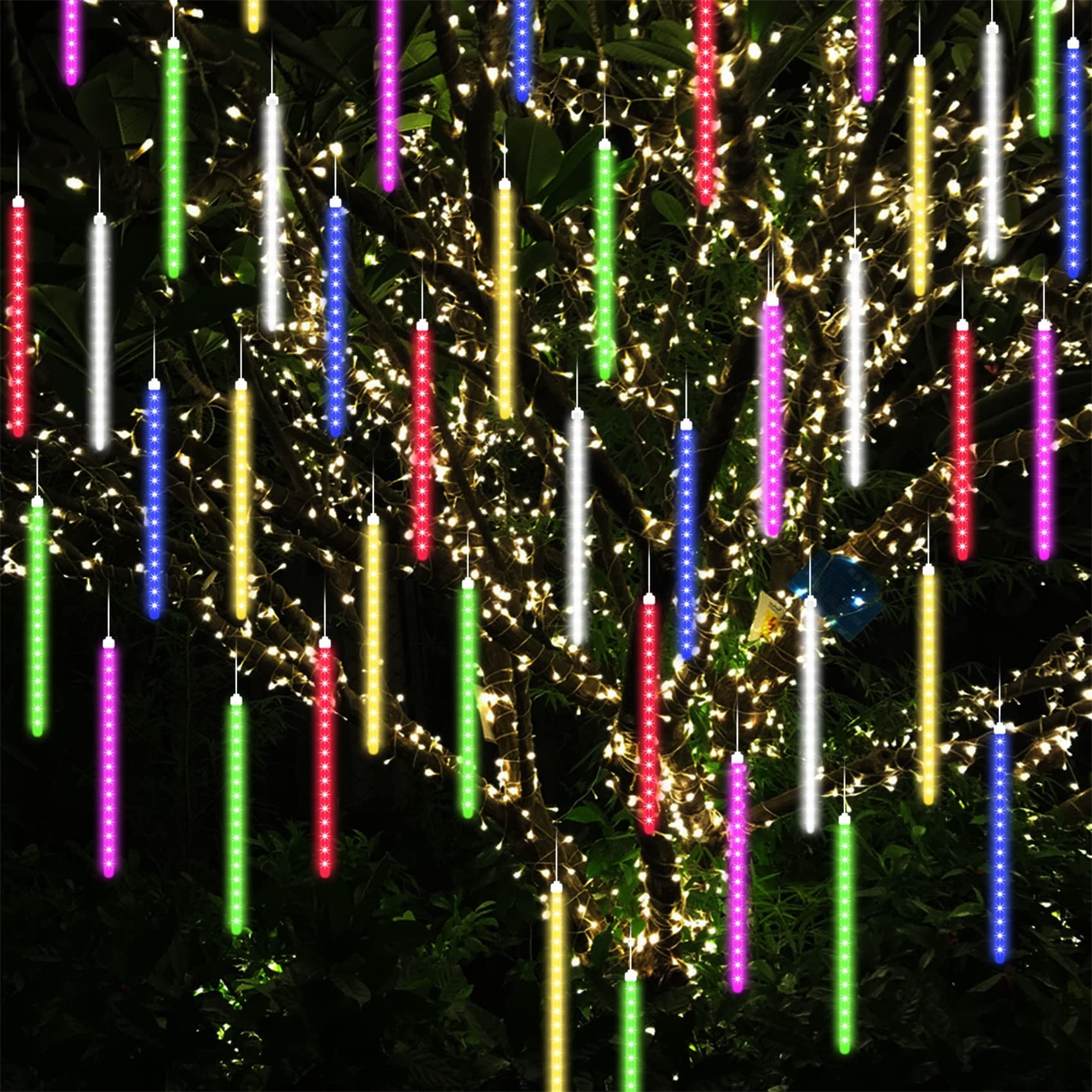 Lampki łańcuchowe, Fairy Lights Lampki choinkowe LED Światła zewnętrzne Ciepłe na Boże Narodzenie, patio, ogród, wesele, sypialnia-ciepłe Whiteolo(Multicolor,30cm 10 Tubes 240 LED)