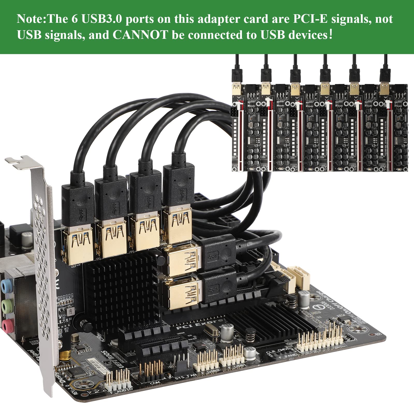 Bitcoin ETH GPU Miner Erweiterung YBBOTT PCIe Splitter 1 Zu 5 - Riser-Karte  Für Bitcoin Mining Rig Mit USB 3.0 PCIe Erweiterung 1 Zu 5