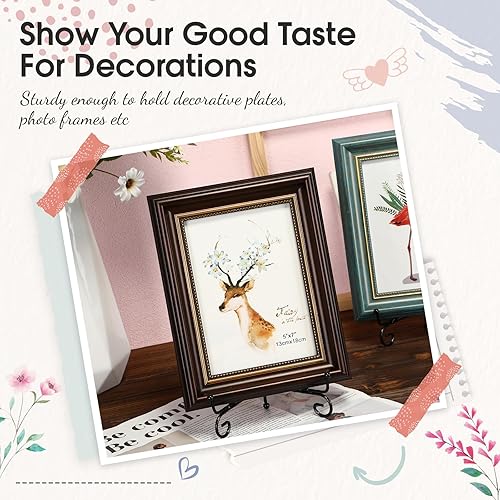 Miniatura 5 de Dandat 20 soportes de exhibición de placas de hierro negro, soporte de marco de fotos de caballete de 6 pulgadas para marcos de fotos, libros,