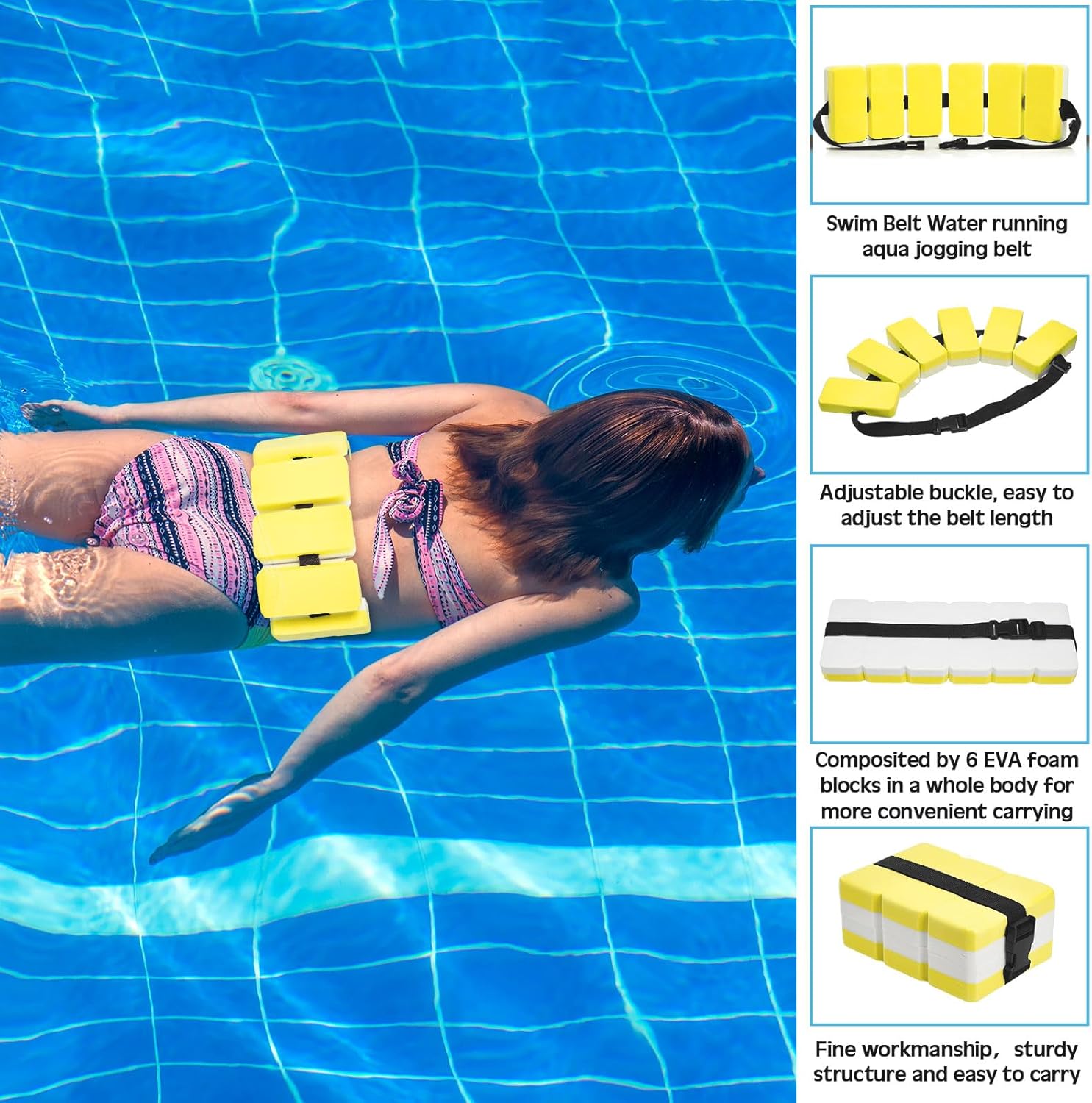 5 Pcs Pool Aquatic Exercise Set Including 2 Lightweight Water Dumbbells, 2 Ankle Swimming Weights, and Swim Belt Water Exercise Equipment for Aquatic Aerobics