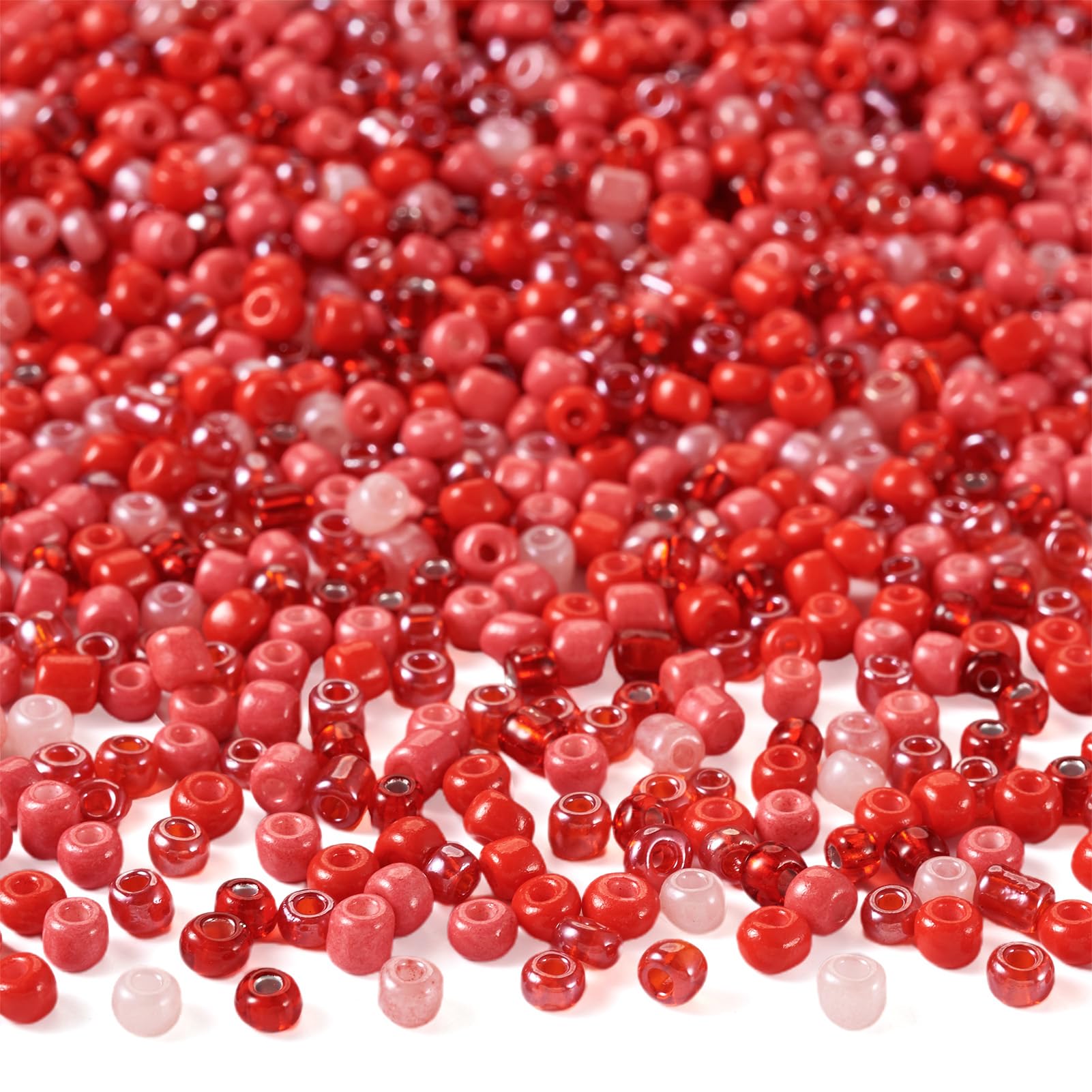 Craftdady 480Pcs+ Red Valentine's Day Glass Seed Beads 4mm 6/0 Pony Czech Glass Bead Spacers Black Mixed for DIY Beading Bracelet Necklace Jewelry Making