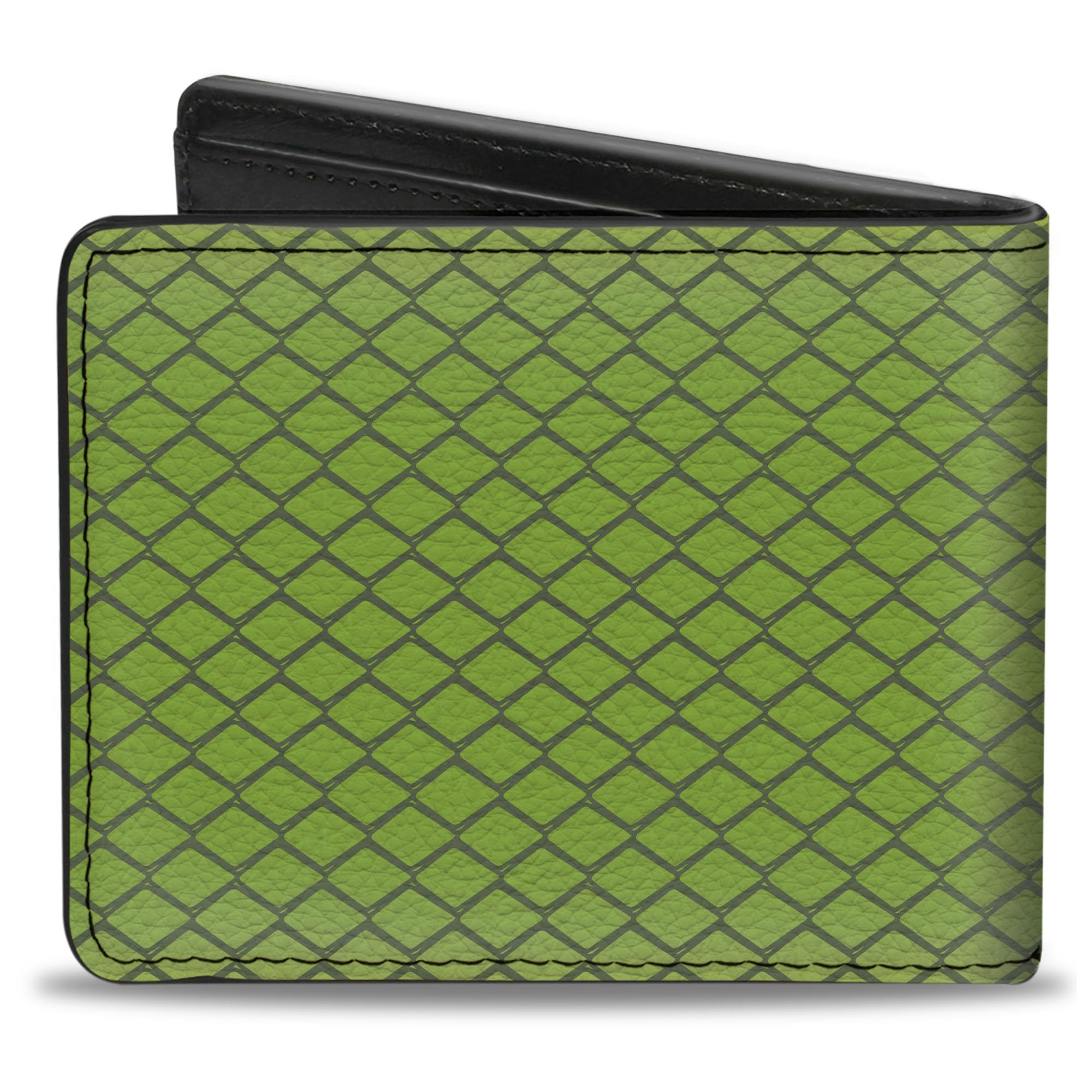 Buckle-Down Men's Wallet, Bifold, Mamba Bright Green Gray, Vegan Leather, Snake Skin, 4.0