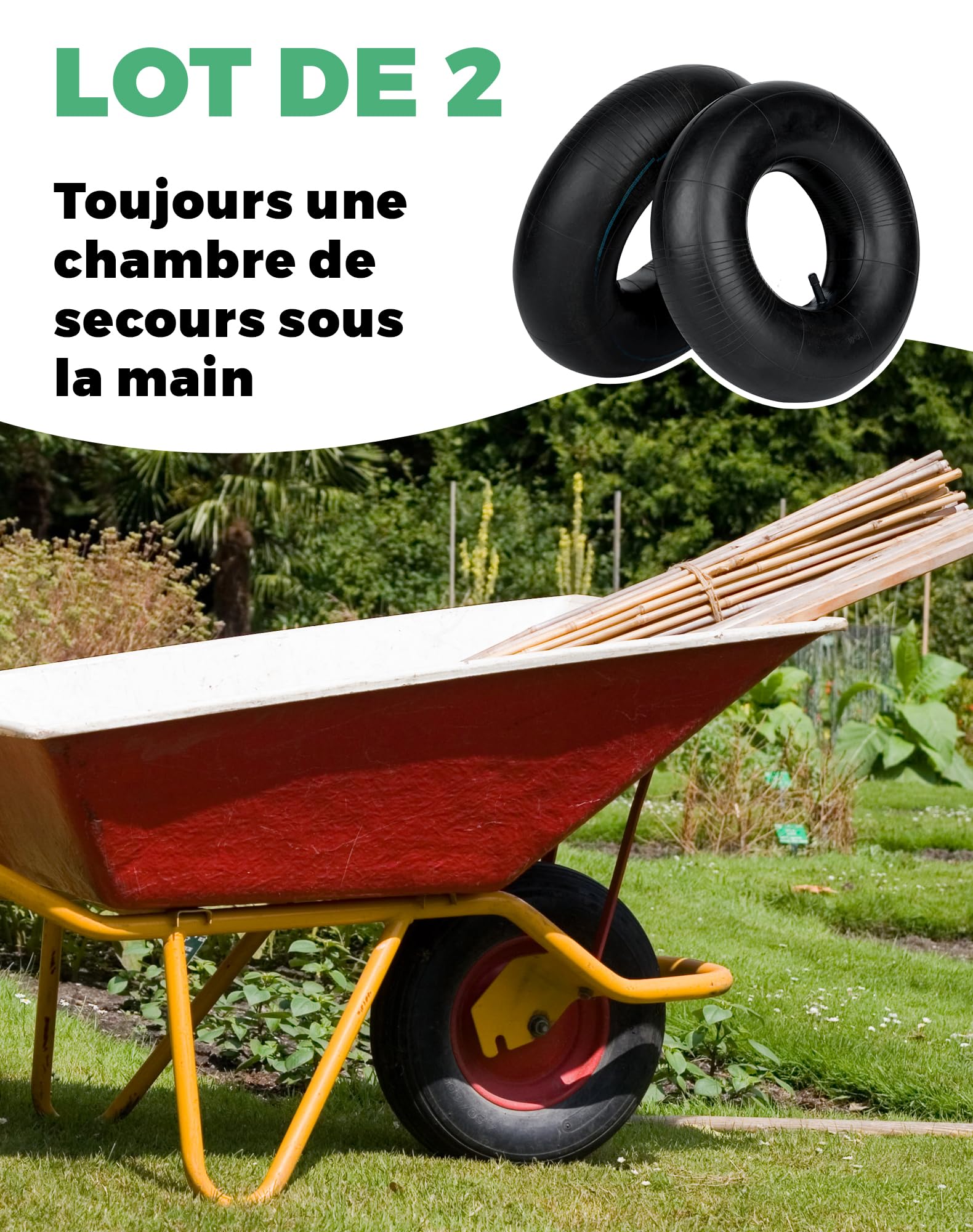 LAOYE 2x Chambre a Air 3.50-8 Valve Droite Tr-13 Chambre à Air Brouette 350-8 pour Remorque de Jardin