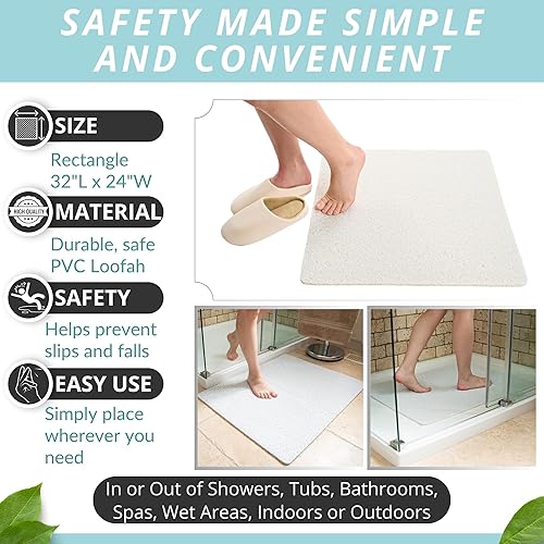 Miniatura 3 de Enkosi Alfombra de ducha antideslizante Loofah - Suelos de ducha, bañera, baños, áreas húmedas, alfombrilla de baño acolchada con agujeros de