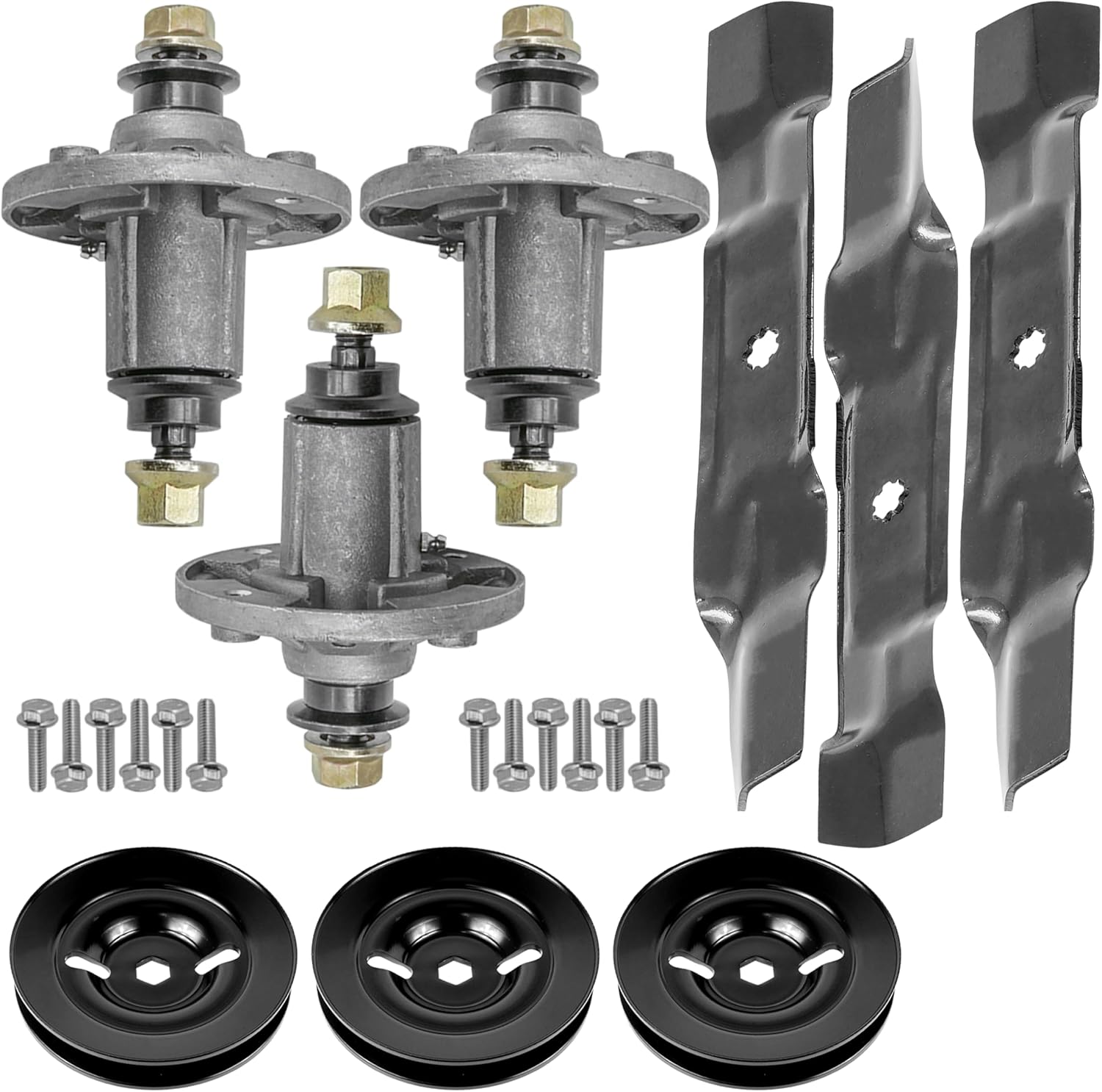 Caltric 48" Spindle and Blade with Pulley Compatible with John Deere 145 155C D140 X140 100 Series 3X