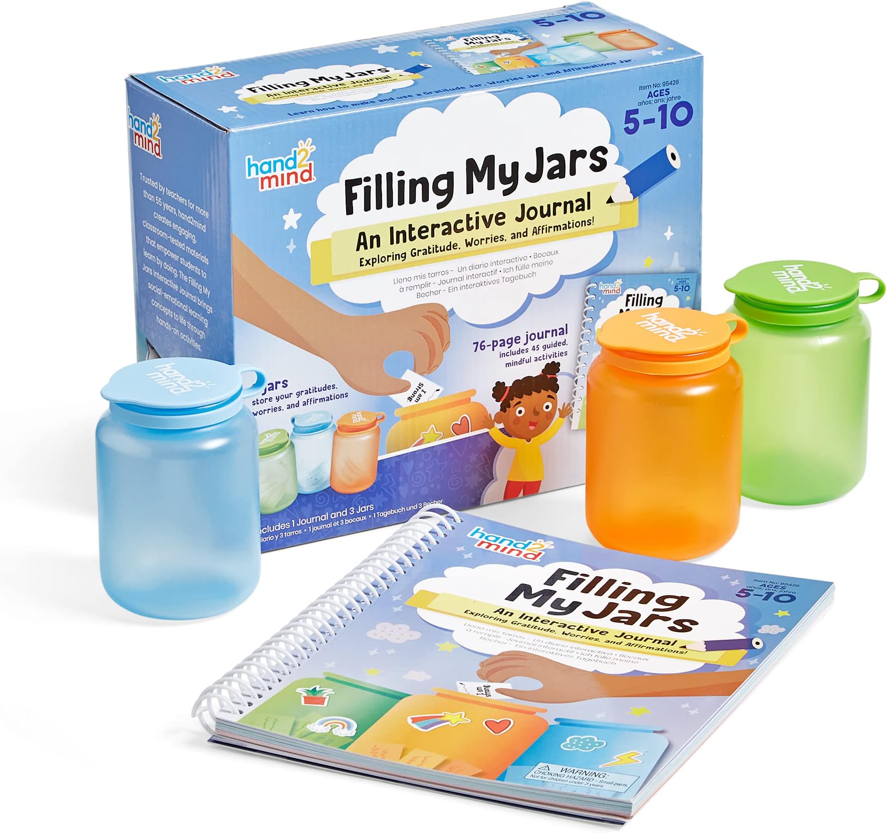 hand2mind Filling My Jars Interactive Journal, Kids Gratitude Growth Mindset Activities, Positive Affirmations for Kids, Mindfulness Social Emotional Learning, Calm Down Corner (95426)