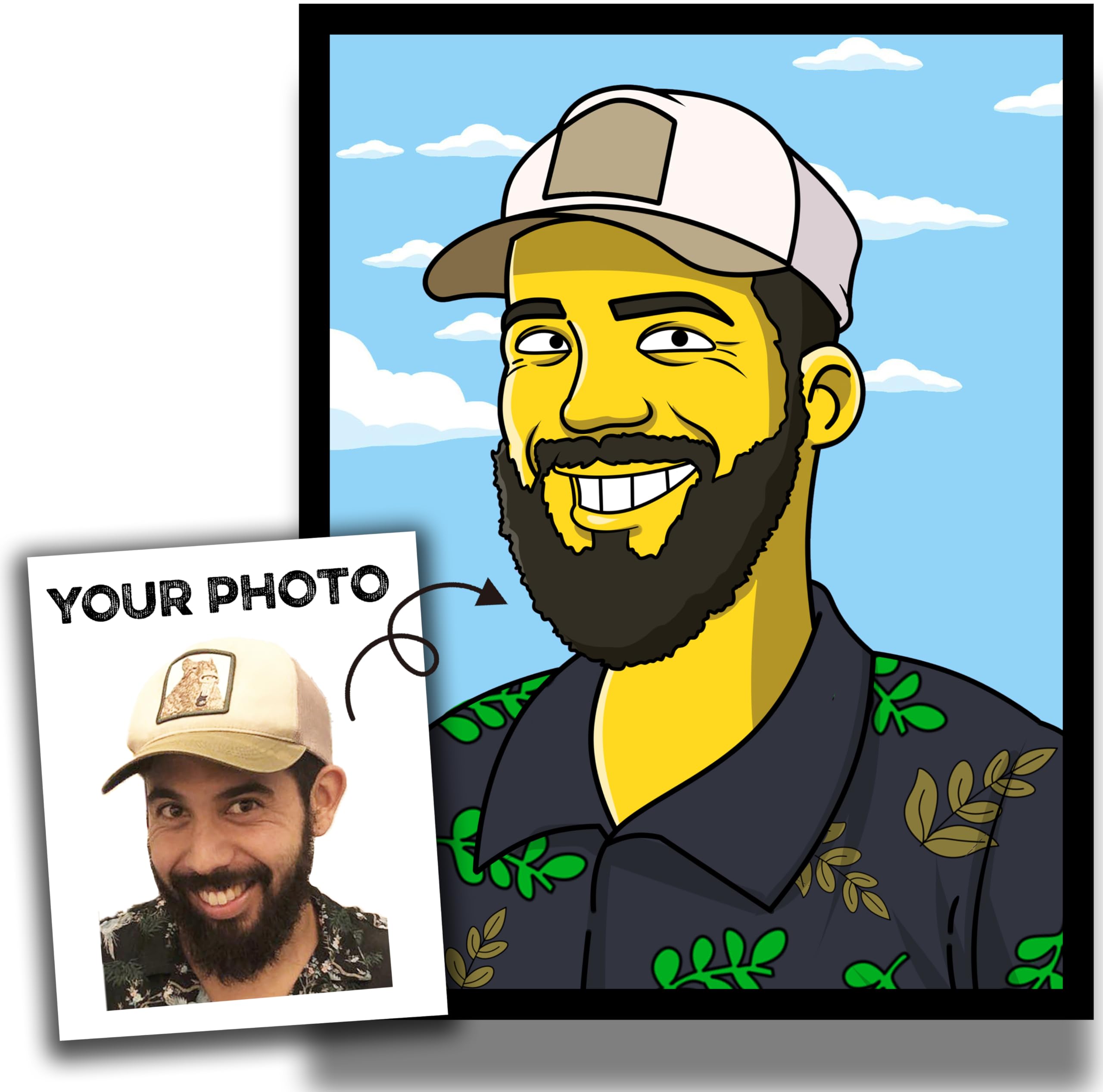 Personalised Gift Portrait HEAD & SHOULDERS Drawing Simpsons Style. Original and Fun Gift. Send Your Photos! Handmade Custom Portrait by Pro Designers! Receive it Printed on Paper or Digital Only.