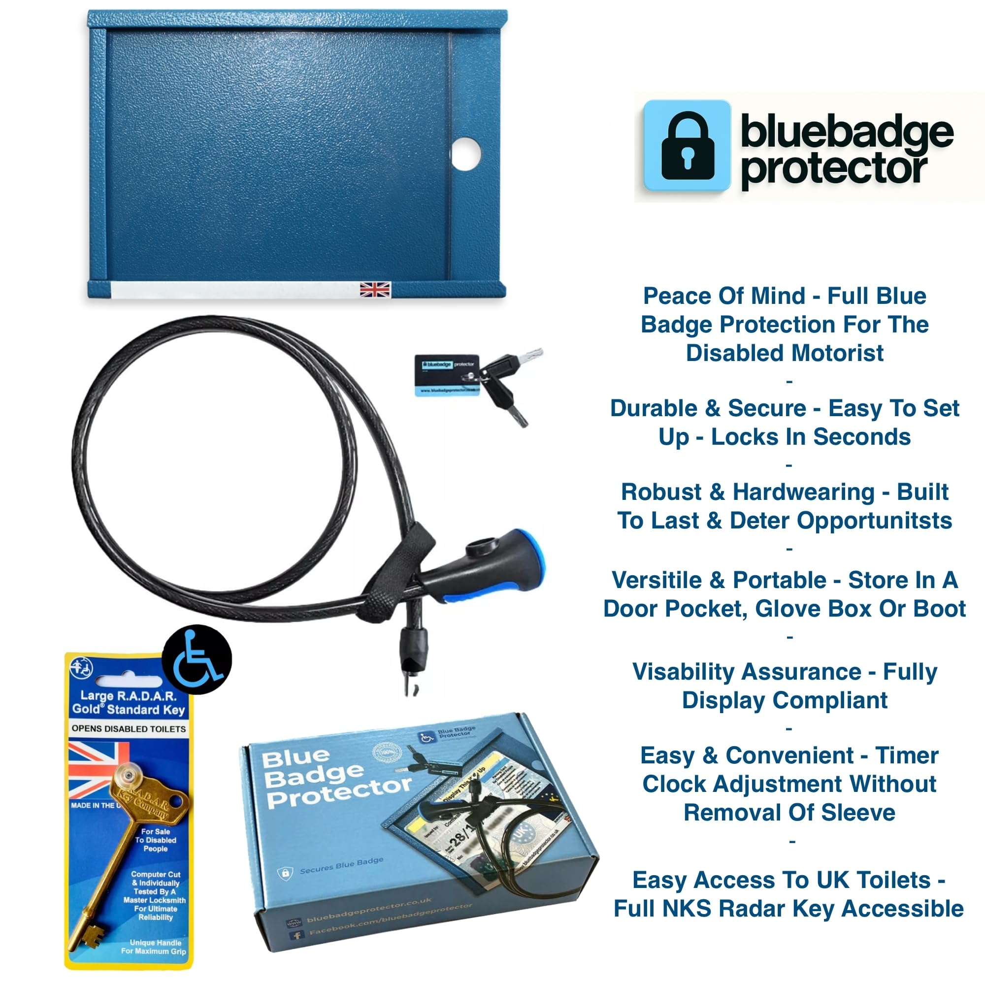 Anti Theft Blue Badge Disabled Holder Lock Security Device for Car & Radar Key for Disabled Toilets Access - Disability Parking & Toilet Access Wallet - Secure Attachment via Steering Wheel - Image 3