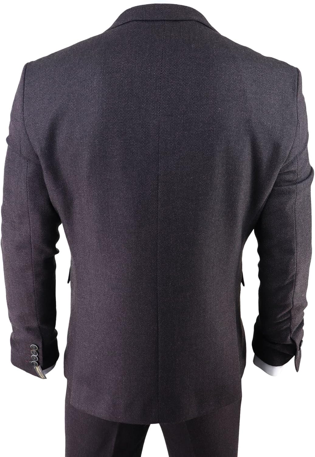 Mens Herringbone Tweed 3 Piece Suit Purple Plum Tailored 1920s Vintage Blinders - Image 5