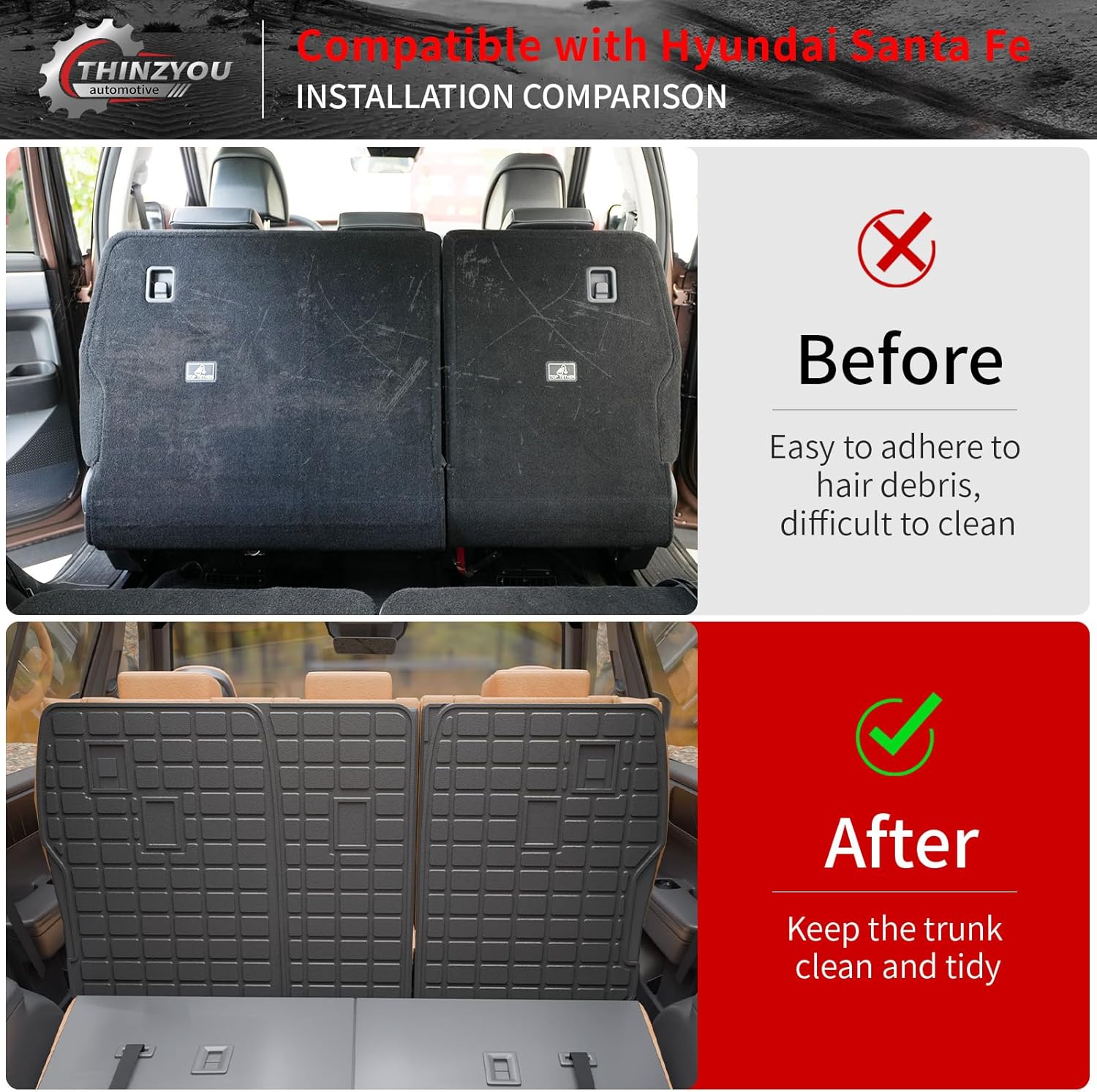 Kick Mats Compatible with 2024 2025 2026 Hyundai Santa Fe Back Seat Cover Protector TPE All Weather Backrest Mats 2024 Santa Fe Accessories (2024-2026,2nd Row Backrest Mat)
