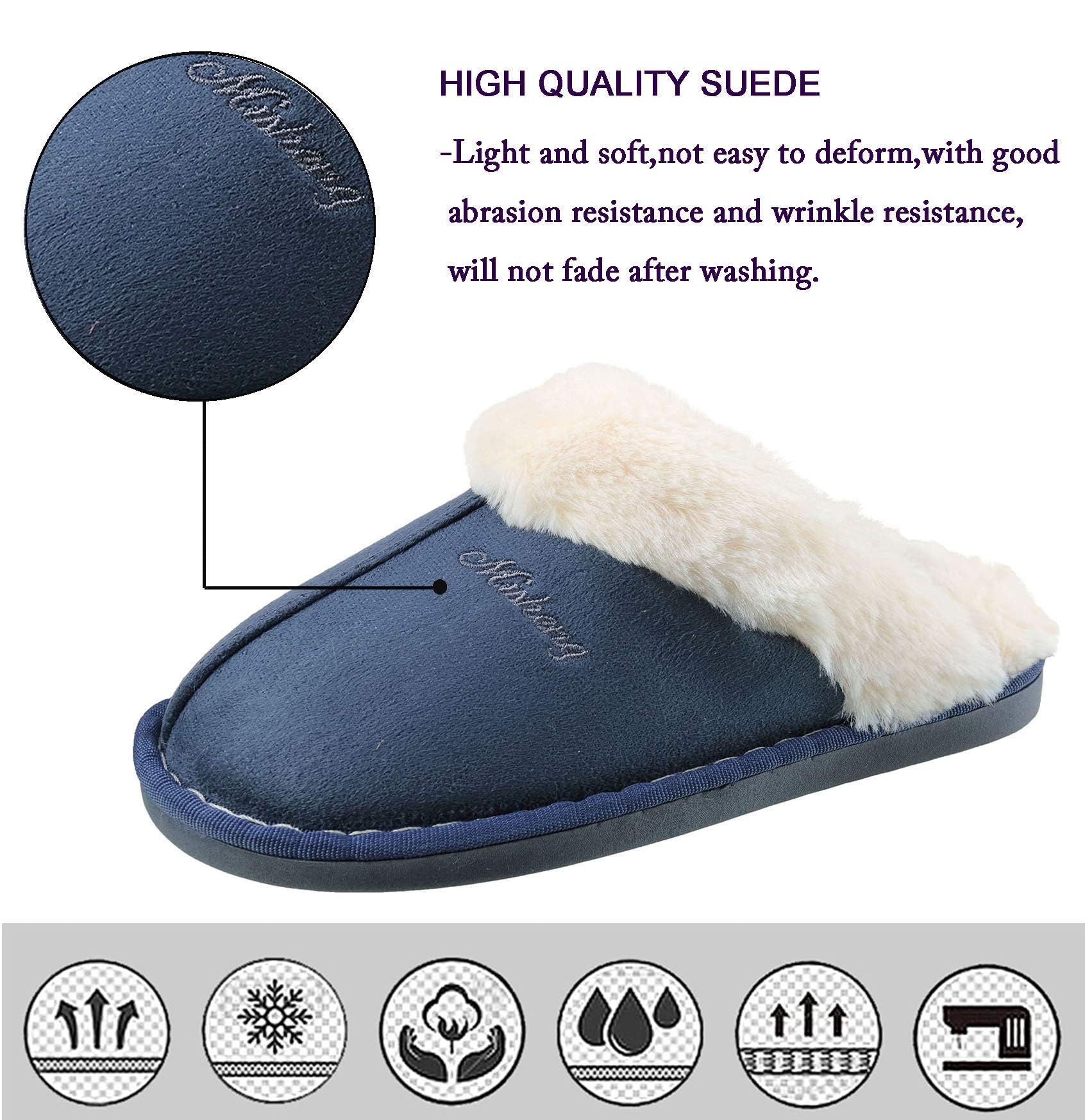 Inverno Pantofole Scamosciate da Donna Morbido Antiscivolo Scarpe Caldo Peluche Uomo Accogliente Memoria Schiuma Pantofole da Casa 34-45EU