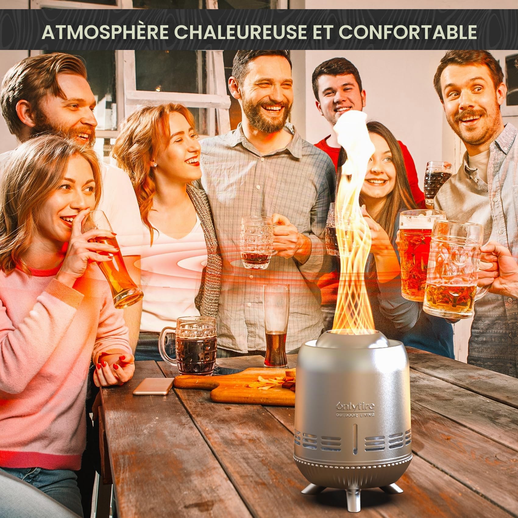 Onlyfire Mini Brasero sans Fumée Foyer Portable de Table Brasero par des Granulés ou du Bois, Foyer de Table avec Sac de Transport, Acier Inoxydable, 15x24cm, Argent