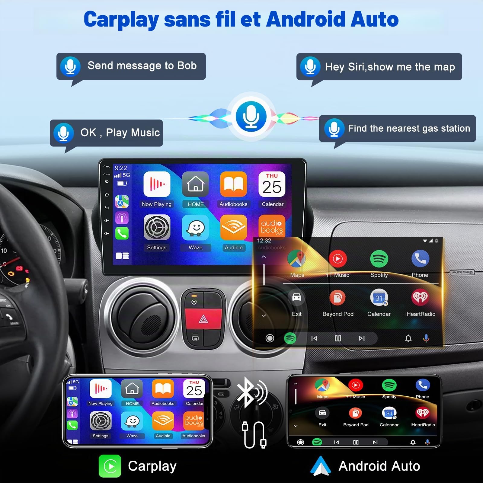 Autoradio pour Citroen Nemo/Peugeot Bipper/Fiat Fiorino Qubo 2008-2017