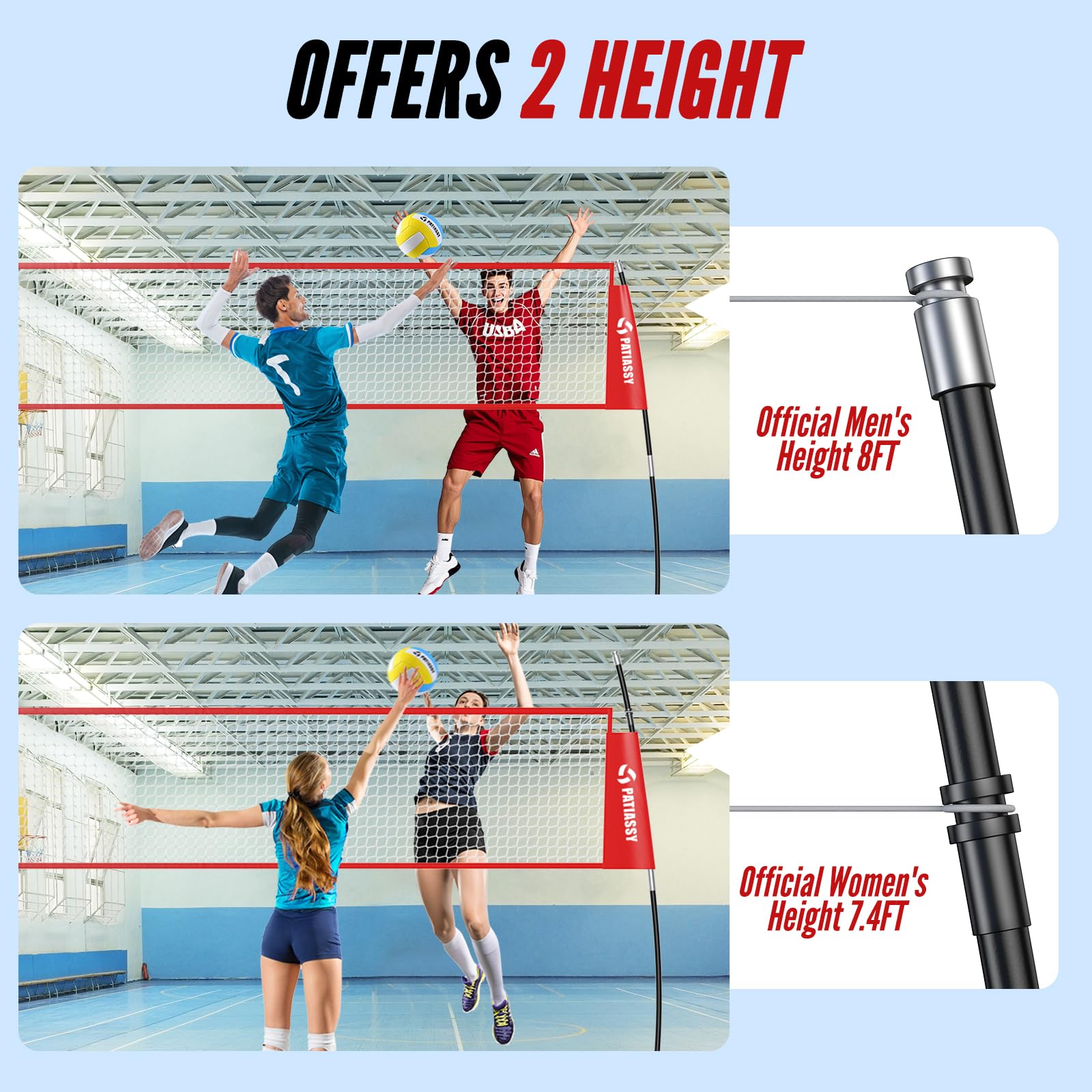 Amazon | Patiassy 14フィート 自立式バレーボール練習ネット 屋内