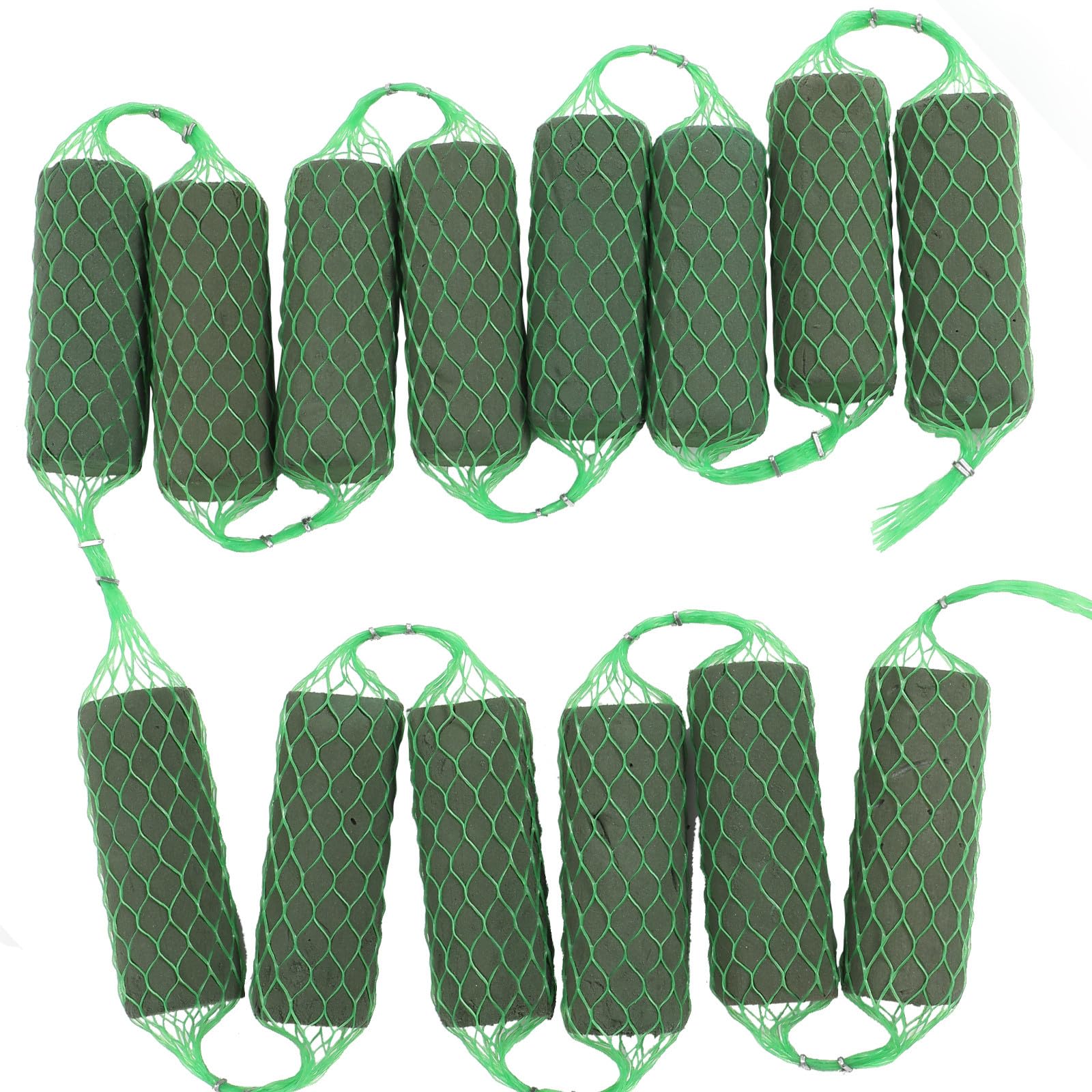 Blocs de mousse à fleur de saucisse vert x14 pour compositions florales de table