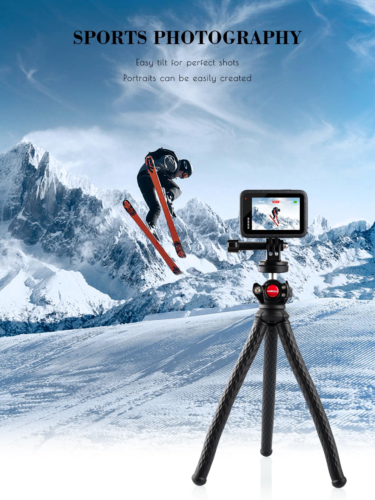 Lammcou Treppiede Actiocam, Flessibile Octopus Gorrila Pod e Staffa Compatibile con Hero Hero 13 12 11 10 9 X3 Go3 Bendy Tripod Accessorio per Video Vlogging